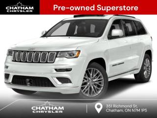 2020 Jeep Grand Cherokee 4D Sport Utility Summit Bright White Clearcoat 4WD, Navigation System, Power moonroof: CommandView, Quick Order Package 2BR. 4WD Pentastar 3.6L V6 VVT 8-Speed Automatic<br><br><br>Here at Chatham Chrysler, our Financial Services Department is dedicated to offering the service that you deserve. We are experienced with all levels of credit and are looking forward to sitting down with you. Chatham Chrysler Proudly serves customers from London, Ridgetown, Thamesville, Wallaceburg, Chatham, Tilbury, Essex, LaSalle, Amherstburg and Windsor with no distance being ever too far! At Chatham Chrysler, WE CAN DO IT!