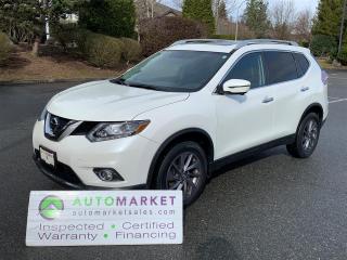 LOCAL, ONE OWNER, STUNNING, GREAT SERVICE HISTORY, SL LOADED W/ AWD,HEATED SEATS, PANI ROOF, GREAT FINANCING, FREE WARRANTY, FULLY INSPECTED WITH BCAA MEMBERSHIP!<br /><br />Welcome to the Automarket, your community SUV dealership of "YES". We are featuring an exceptionally beautiful Rogue SL with AWD, Full Safety Shield with Pre-Collision Alert, Lane Departure Alert, Blind Spot Alert, 360 Degree Camera, Navigation, Bluetooth Telephone, Heated Leather Seats, Panoramic Moonroof, Power Tailgate, Keyless Go with 2 Fobs, Power Seats and so much more.<br /><br />Having been fully inspected, we know that the Tires are 50% New both front and rear and the brakes are 50% New on all 4 corners. We have changed the oil, tested the batteryand coolant and fully detailed the vehicle for your safety and enjoyment.<br /><br />2 LOCATIONS TO SERVE YOU, BE SURE TO CALL FIRST TO CONFIRM WHERE THE VEHICLE IS PARKED<br />WHITE ROCK 604-542-4970 LANGLEY 604-533-1310 OWNER'S CELL 604-649-0565<br /><br />We are a family owned and operated business since 1983 and we are committed to offering outstanding vehicles backed by exceptional customer service, now and in the future.<br />What ever your specific needs may be, we will custom tailor your purchase exactly how you want or need it to be. All you have to do is give us a call and we will happily walk you through all the steps with no stress and no pressure.<br />WE ARE THE HOUSE OF YES?<br />ADDITIONAL BENFITS WHEN BUYING FROM SK AUTOMARKET:<br />ON SITE FINANCING THROUGH OUR 17 AFFILIATED BANKS AND VEHICLE FINANCE COMPANIES<br />IN HOUSE LEASE TO OWN PROGRAM.<br />EVRY VEHICLE HAS UNDERGONE A 120 POINT COMPREHENSIVE INSPECTION<br />EVERY PURCHASE INCLUDES A FREE POWERTRAIN WARRANTY<br />EVERY VEHICLE INCLUDES A COMPLIMENTARY BCAA MEMBERSHIP FOR YOUR SECURITY<br />EVERY VEHICLE INCLUDES A CARFAX AND ICBC DAMAGE REPORT<br />EVERY VEHICLE IS GUARANTEED LIEN FREE<br />DISCOUNTED RATES ON PARTS AND SERVICE FOR YOUR NEW CAR AND ANY OTHER FAMILY CARS THAT NEED WORK NOW AND IN THE FUTURE.<br />36 YEARS IN THE VEHICLE SALES INDUSTRY<br />A+++ MEMBER OF THE BETTER BUSINESS BUREAU<br />RATED TOP DEALER BY CARGURUS 2 YEARS IN A ROW<br />MEMBER IN GOOD STANDING WITH THE VEHICLE SALES AUTHORITY OF BRITISH COLUMBIA<br />MEMBER OF THE AUTOMOTIVE RETAILERS ASSOCIATION<br />COMMITTED CONTRIBUTER TO OUR LOCAL COMMUNITY AND THE RESIDENTS OF BC This vehicle has been Fully Inspected, Certified and Qualifies for Our Free Extended Warranty.Don't forget to ask about our Great Finance and Lease Rates. We also have a Options for Buy Here Pay Here and Lease to Own for Good Customers in Bad Situations. 2 locations to help you, White Rock and Langley. Be sure to call before you come to confirm the vehicles location and availability or look us up at www.automarketsales.com. White Rock 604-542-4970 and Langley 604-533-1310. Serving Surrey, Delta, Langley, Richmond, Vancouver, all of BC and western Canada. Financing & leasing available. CALL SK AUTOMARKET LTD. 6045424970. Call us toll-free at 1 877 813-6807. $495 Documentation fee and applicable taxes are in addition to advertised prices.<br />LANGLEY LOCATION DEALER# 40038<br />S. SURREY LOCATION DEALER #9987<br />