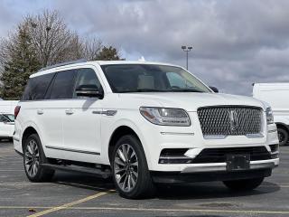 White 2021 Lincoln Navigator Reserve 201A 201A 4D Sport Utility V6 10-Speed Automatic 4WD 4WD, Cappuccino w/Premium Lthr Htd/Ventilated Perfect Position Seats, 3.73 Axle Ratio, Air Conditioning, Alloy wheels, AM/FM radio: SiriusXM, Auto High-beam Headlights, Cargo Convenience Package, Chrome Roof Rack w/Crossbars, Delay-off headlights, Embrace Head-Up Display, Embrace Lit Grille Star, Embrace Lit Seat Belt Buckles, Equipment Group 201A, Front fog lights, Fully automatic headlights, Heated front seats, Heated steering wheel, Illuminated entry, Low tire pressure warning, Navigation System, Passenger door bin, Power driver seat, Power moonroof, Power steering, Power windows, Rain sensing wipers, Rear window defroster, Reclining 3rd row seat, Tiered Cargo Area Management System, Variably intermittent wipers, Ventilated front seats.