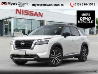 <b>Cooled Seats,  Bose Premium Audio,  HUD,  Wireless Charging,  Sunroof!</b><br> <br> <br> <br>  After a hard day on the trail or hauling family, the interior of this 2024 Nissan feels like a sanctuary. <br> <br>With all the latest safety features, all the latest innovations for capability, and all the latest connectivity and style features you could want, this 2024 Nissan Pathfinder is ready for every adventure. Whether its the urban cityscape, or the backcountry trail, this 2024Pathfinder was designed to tackle it with grace. If you have an active family, they deserve all the comfort, style, and capability of the 2024 Nissan Pathfinder.<br> <br> This white 2-tone SUV  has an automatic transmission and is powered by a  284HP 3.5L V6 Cylinder Engine.<br> <br> Our Pathfinders trim level is Platinum. This Pathfinder Platinum trim adds top of the line comfort features such as a heads-up display, Bose Premium Audio System, wireless Apple CarPlay and Android Auto, heated and cooled quilted leather trimmed seats, and heated second row captains chairs. This family SUV is ready for the city or the trail with modern features such as NissanConnect with navigation, touchscreen, and voice command, Apple CarPlay and Android Auto, paddle shifters, Class III towing equipment with hitch sway control, automatic locking hubs, a 120V outlet, alloy wheels, automatic LED headlamps, and fog lamps. Keep your family safe and comfortable with a heated leather steering wheel, driver memory settings, a dual row sunroof, a proximity key with proximity cargo access, smart device remote start, power liftgate, collision mitigation, lane keep assist, blind spot intervention, front and rear parking sensors, and a 360-degree camera. This vehicle has been upgraded with the following features: Cooled Seats,  Bose Premium Audio,  Hud,  Wireless Charging,  Sunroof,  Navigation,  Heated Seats.  This is a demonstrator vehicle driven by a member of our staff, so we can offer a great deal on it.<br><br> <br>To apply right now for financing use this link : <a href=https://www.myersottawanissan.ca/finance target=_blank>https://www.myersottawanissan.ca/finance</a><br><br> <br/>    6.49% financing for 84 months. <br> Payments from <b>$936.69</b> monthly with $0 down for 84 months @ 6.49% APR O.A.C. ( Plus applicable taxes -  $621 Administration fee included. Licensing not included.    ).  Incentives expire 2024-05-31.  See dealer for details. <br> <br> <br>LEASING:<br><br>Estimated Lease Payment: $865/m <br>Payment based on 3.99% lease financing for 39 months with $0 down payment on approved credit. Total obligation $33,759. Mileage allowance of 20,000 KM/year. Offer expires 2024-05-31.<br><br><br><br> Come by and check out our fleet of 40+ used cars and trucks and 110+ new cars and trucks for sale in Ottawa.  o~o