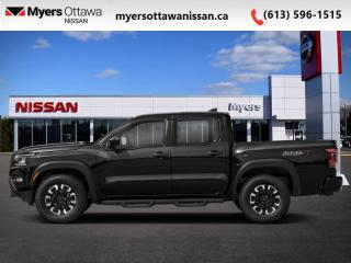 <b>Off-Road Package,  Navigation,  360 Camera,  Heated Seats,  Apple CarPlay!</b><br> <br> <br> <br>  With intense trucking capability, and the light size and power to tackle the trails, this 2024 Nissan Frontier is your tool and toy all in one. <br> <br>Massive power and massive fun, this 2024 Frontier proves that size isnt everything. Full of fun features for both work and play, along with best-in-class standard horsepower, this 2024 Frontier really is the king of midsize trucks. If you want one truck that can do it all in style and comfort, this 2024 Nissan Frontier is an easy choice.<br> <br> This super black Crew Cab 4X4 pickup   has an automatic transmission and is powered by a  310HP 3.8L V6 Cylinder Engine.<br> <br> Our Frontiers trim level is Crew Cab PRO-4X. This Frontier Pro is fully equipped for work or play with added NissanConnect with navigation and wi-fi, Bilstein shocks, a driver selectable rear locking diff, Class III towing equipment, three skid plates, a spray in bed liner, a rear step bumper, and a 360-degree camera with off-road mode. This midsize truck is an everyday workhorse with Class III towing equipment with sway control, automatic locking hubs, tow hooks, automatic LED headlamps, fog lamps, and two 120V outlets. Stay connected with modern technology features such as touchscreen with voice activation, Apple CarPlay, and Android Auto. Other great features include remote keyless entry and push button start, collision mitigation, lane departure warning, blind spot warning, and distance pacing. This vehicle has been upgraded with the following features: Off-road Package,  Navigation,  360 Camera,  Heated Seats,  Apple Carplay,  Android Auto,  Blind Spot Detection. <br><br> <br>To apply right now for financing use this link : <a href=https://www.myersottawanissan.ca/finance target=_blank>https://www.myersottawanissan.ca/finance</a><br><br> <br/>    6.49% financing for 84 months. <br> Payments from <b>$879.51</b> monthly with $0 down for 84 months @ 6.49% APR O.A.C. ( Plus applicable taxes -  $621 Administration fee included. Licensing not included.    ).  Incentives expire 2024-04-30.  See dealer for details. <br> <br> <br>LEASING:<br><br>Estimated Lease Payment: $775/m <br>Payment based on 6.99% lease financing for 60 months with $0 down payment on approved credit. Total obligation $46,523. Mileage allowance of 20,000 KM/year. Offer expires 2024-04-30.<br><br><br><br> Come by and check out our fleet of 50+ used cars and trucks and 90+ new cars and trucks for sale in Ottawa.  o~o