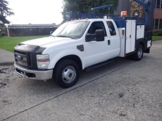 2010 Ford F-350 SD SuperCab Service Body Dually 2WD Diesel with Crane, 6.4L V8 OHV 32V TURBO DIESEL engine, 8 cylinder, 4 door, automatic, RWD, 4-Wheel ABS, air conditioning, AM/FM radio, CD player, white exterior, gray interior, cloth. Decal Expiry Date 30 Sept 2022 $9,560.00 plus $375 processing fee, $9,935.00 total payment obligation before taxes.  Listing report, warranty, contract commitment cancellation fee, financing available on approved credit (some limitations and exceptions may apply). All above specifications and information is considered to be accurate but is not guaranteed and no opinion or advice is given as to whether this item should be purchased. We do not allow test drives due to theft, fraud and acts of vandalism. Instead we provide the following benefits: Complimentary Warranty (with options to extend), Limited Money Back Satisfaction Guarantee on Fully Completed Contracts, Contract Commitment Cancellation, and an Open-Ended Sell-Back Option. Ask seller for details or call 604-522-REPO(7376) to confirm listing availability.