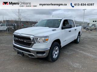 <b>Low Mileage, Proximity Key,  Touchscreen,  Streaming Audio,  Rear Camera,  Cruise Control!</b><br> <br>    Discover the inner beauty and rugged exterior of this stylish Ram 1500. This  2020 Ram 1500 is for sale today in Orleans. <br> <br>The Ram 1500 delivers power and performance everywhere you need it, with a tech-forward cabin that is all about comfort and convenience. Loaded with best-in-class features, its easy to see why the Ram 1500 is so popular. With the most towing and hauling capability in a Ram 1500, as well as improved efficiency and exceptional capability, this truck has the grit to take on any task. This low mileage  Crew Cab 4X4 pickup  has just 33,842 kms. Its  white in colour  . It has an automatic transmission and is powered by a  395HP 5.7L 8 Cylinder Engine.  It may have some remaining factory warranty, please check with dealer for details. <br> <br> Our 1500s trim level is Tradesman. Designed to do some serious work, this Ram 1500 Tradesman comes with durable vinyl floors and easy to clean seats, proximity keyless entry, Uconnect 3 with a 5 inch touchscreen, wireless streaming audio, USB and aux input jacks, a useful rear view camera, and cruise control. This awesome pickup truck also comes with power heated side mirrors, an HD suspension, towing equipment, and much more. This vehicle has been upgraded with the following features: Proximity Key,  Touchscreen,  Streaming Audio,  Rear Camera,  Cruise Control,  Power Windows,  Tow Hitch. <br> To view the original window sticker for this vehicle view this <a href=http://www.chrysler.com/hostd/windowsticker/getWindowStickerPdf.do?vin=1C6SRFGT2LN273117 target=_blank>http://www.chrysler.com/hostd/windowsticker/getWindowStickerPdf.do?vin=1C6SRFGT2LN273117</a>. <br/><br> <br>To apply right now for financing use this link : <a href=https://www.myersorleansgm.ca/FinancePreQualForm target=_blank>https://www.myersorleansgm.ca/FinancePreQualForm</a><br><br> <br/><br> Buy this vehicle now for the lowest bi-weekly payment of <b>$296.24</b> with $0 down for 84 months @ 9.99% APR O.A.C. ( Plus applicable taxes -  Plus applicable fees   ).  See dealer for details. <br> <br>*MYERS LIFETIME ENGINE AND TRANSMISSION COVERAGE CERTIFICATE NOT AVAILABLE ON VEHICLES WITH KMS EXCEEDING 140,000KM, VEHICLES 8 YEARS & OLDER, OR HIGHLINE BRAND VEHICLE(eg. BMW, INFINITI. CADILLAC, LEXUS...)<br> Come by and check out our fleet of 20+ used cars and trucks and 190+ new cars and trucks for sale in Orleans.  o~o