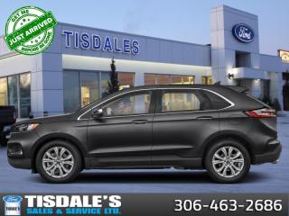 <b>Sunroof, Titanium Elite Package, Cold Weather Package, Trailer Tow Package, 20 inch Aluminum Wheels!</b><br> <br> <br> <br>Check out the large selection of new Fords at Tisdales today!<br> <br>  With a great mix of efficiency and incredible performance, the Ford Edge is here to get you wherever you want to go. <br> <br>With meticulous attention to detail and amazing style, the Ford Edge seamlessly integrates power, performance and handling with awesome technology to help you multitask your way through the challenges that life throws your way. Made for an active lifestyle and spontaneous getaways, the Ford Edge is as rough and tumble as you are. Push the boundaries and stay connected to the road with this sweet ride!<br> <br> This agate black metallic SUV  has an automatic transmission and is powered by a  250HP 2.0L 4 Cylinder Engine.<br> <br> Our Edges trim level is Titanium. For a healthy dose of luxury and refinement, step up to this Titanium trim, lavishly appointed with premium heated leather seats with power adjustment and lumbar support, perimeter approach lights, a sonorous 12-speaker Bang & Olufsen audio system, and a numeric keypad for extra security. This trim also features a power liftgate for rear cargo access, a key fob with remote engine start and rear parking sensors, a 12-inch capacitive infotainment screen bundled with wireless Apple CarPlay and Android Auto, SiriusXM satellite radio, and 4G mobile hotspot internet connectivity. You and yours are assured of optimum road safety, with blind spot detection, rear cross traffic alert, pre-collision assist with automatic emergency braking, lane keeping assist, lane departure warning, forward collision alert, driver monitoring alert, and a rearview camera with an inbuilt washer. Also standard include proximity keyless entry, dual-zone climate control, 60-40 split front folding rear seats, LED headlights with automatic high beams, and even more. This vehicle has been upgraded with the following features: Sunroof, Titanium Elite Package, Cold Weather Package, Trailer Tow Package, 20 Inch Aluminum Wheels, 301a Equipment Group. <br><br> View the original window sticker for this vehicle with this url <b><a href=http://www.windowsticker.forddirect.com/windowsticker.pdf?vin=2FMPK4K90RBA94657 target=_blank>http://www.windowsticker.forddirect.com/windowsticker.pdf?vin=2FMPK4K90RBA94657</a></b>.<br> <br>To apply right now for financing use this link : <a href=http://www.tisdales.com/shopping-tools/apply-for-credit.html target=_blank>http://www.tisdales.com/shopping-tools/apply-for-credit.html</a><br><br> <br/> Total  cash rebate of $4500 is reflected in the price. Credit includes $4,500 Non-Stackable Cash Purchase Assistance. Credit is available in lieu of subvented financing rates.  Incentives expire 2024-04-01.  See dealer for details. <br> <br>Tisdales is not your standard dealership. Sales consultants are available to discuss what vehicle would best suit the customer and their lifestyle, and if a certain vehicle isnt readily available on the lot, one will be brought in. o~o
