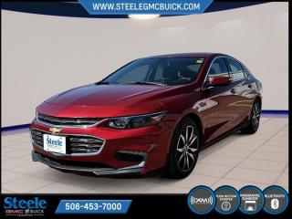 New Price!Red 2018 Chevrolet Malibu LT | ACCIDENT FREE | IN FREDERCITON FWD 6-Speed Automatic 1.5L DOHC* Market Value Pricing *, Cloth, 4-Wheel Disc Brakes, 6 Speakers, 6-Speaker Audio System Feature, 8-Way Power Driver Seat Adjuster, ABS brakes, Air Conditioning, AM/FM radio: SiriusXM, Brake assist, Bumpers: body-colour, Delay-off headlights, Dual front impact airbags, Dual front side impact airbags, Dual USB Charging-Only Ports, Electronic Stability Control, Emergency communication system: OnStar and Chevrolet connected services capable, Exterior Parking Camera Rear, Four wheel independent suspension, Front anti-roll bar, Fully automatic headlights, Knee airbag, Low tire pressure warning, Occupant sensing airbag, Overhead airbag, Panic alarm, Power driver seat, Power steering, Power windows, Premium audio system: Chevrolet MyLink, Radio data system, Radio: Chevrolet MyLink AM/FM Stereo w/8 Screen, Rear anti-roll bar, Rear side impact airbag, Rear window defroster, Remote keyless entry, Security system, SiriusXM, Speed control, Steering wheel mounted audio controls, Traction control.Certification Program Details: 80 Point Inspection Fresh Oil Change Full Vehicle Detail Full tank of Gas 2 Years Fresh MVI Brake through InspectionSteele GMC Buick Fredericton offers the full selection of GMC Trucks including the Canyon, Sierra 1500, Sierra 2500HD & Sierra 3500HD in addition to our other new GMC and new Buick sedans and SUVs. Our Finance Department at Steele GMC Buick are well-versed in dealing with every type of credit situation, including past bankruptcy, so all customers can have confidence when shopping with us!Steele Auto Group is the most diversified group of automobile dealerships in Atlantic Canada, with 47 dealerships selling 27 brands and an employee base of well over 2300.Reviews:* Malibu is rated highly for a premium feel to its ride and handling, solid ride comfort, a quiet cabin, easy-to-use technology, and many useful touches that owners enjoy on the daily. The up-level stereo system and peaceful highway ride are commonly praised attributes of this machine. Source: autoTRADER.ca