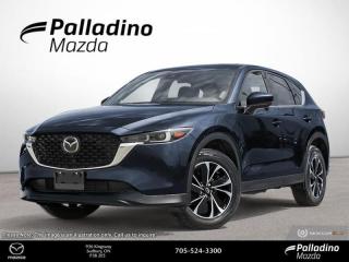 <b>Premium Audio,  Cooled Seats,  HUD,  Sunroof,  Climate Control!</b><br> <br> <br> <br>  In a competitive compact crossover segment, this 2024 Mazda CX-5 shines with its agile handling, beautiful and comfortable interior and impressive styling. <br> <br>This 2024 CX-5 strengthens the connection between vehicle and driver. Mazda designers and engineers carefully consider every element of the vehicles makeup to ensure that the CX-5 outperforms expectations and elevates the experience of driving. Powerful and precise, yet comfortable and connected, the 2024 CX-5 is purposefully designed for drivers, no matter what the conditions might be. <br> <br> This deep crystal blue mica SUV  has an automatic transmission and is powered by a  2.5L I4 16V GDI DOHC engine.<br> <br> Our CX-5s trim level is GT. This performance driven GT offers more than a beefed up drivetrain. A sunroof above heated and cooled leather seats offers incredible luxury, while the heads up display shows you ultra modern technology. Listen to your favorite tunes through your navigation equipped infotainment system complete with Bose Premium Audio, Android Auto, Apple CarPlay, and many more connectivity features. A power liftgate offers convenience and lane keep assist, blind spot monitoring, and distance pacing cruise with stop and go helps you stay safe. This vehicle has been upgraded with the following features: Premium Audio,  Cooled Seats,  Hud,  Sunroof,  Climate Control,  Power Liftgate,  Leather Seats. <br><br> <br>To apply right now for financing use this link : <a href=https://www.palladinomazda.ca/finance/ target=_blank>https://www.palladinomazda.ca/finance/</a><br><br> <br/>    Incentives expire 2024-05-31.  See dealer for details. <br> <br>Palladino Mazda in Sudbury Ontario is your ultimate resource for new Mazda vehicles and used Mazda vehicles. We not only offer our clients a large selection of top quality, affordable Mazda models, but we do so with uncompromising customer service and professionalism. We takes pride in representing one of Canadas premier automotive brands. Mazda models lead the way in terms of affordability, reliability, performance, and fuel efficiency.<br> Come by and check out our fleet of 90+ used cars and trucks and 110+ new cars and trucks for sale in Sudbury.  o~o