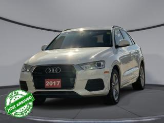 <b>Sunroof,  Leather Seats,  Heated Seats,  Power Liftgate,  Remote Keyless Entry!</b><br> <br>    For a compact luxury crossover thats both versatile and stylish, this Audi Q3 is a class leader. This  2017 Audi Q3 is for sale today in Sudbury. <br> <br>This Audi Q3 is the perfect fit for your city lifestyle - big enough for you and your gear to get into easily, yet the right size for an everyday drive. While the dimensions of the Q3 are tailored to its natural habitat of crowded cities, the adventurous spirit of this vehicle can hardly be contained. Perfectly balanced and elegantly designed, this Q3 rewards city tastes that beg to be taken far afield. This  SUV has 108,303 kms. Its  white in colour  . It has an automatic transmission and is powered by a  2.0L I4 16V GDI DOHC Turbo engine.  <br> <br> Our Q3s trim level is 2.0T quattro Komfort. This Q3 is far more than your typical entry level SUV with features like a panoramic roof, heated leather seats, a power liftgate, keyless entry, cruise control, steering wheel controls, and a 10-speaker sound system with Bluetooth and SiriusXM capability. This vehicle has been upgraded with the following features: Sunroof,  Leather Seats,  Heated Seats,  Power Liftgate,  Remote Keyless Entry,  Steering Wheel Controls,  Bluetooth. <br> <br>To apply right now for financing use this link : <a href=https://www.palladinohonda.com/finance/finance-application target=_blank>https://www.palladinohonda.com/finance/finance-application</a><br><br> <br/><br>Palladino Honda is your ultimate resource for all things Honda, especially for drivers in and around Sturgeon Falls, Elliot Lake, Espanola, Alban, and Little Current. Our dealership boasts a vast selection of high-class, top-quality Honda models, as well as expert financing advice and impeccable automotive service. These factors arent what set us apart from other dealerships, though. Rather, our uncompromising customer service and professionalism make every experience unforgettable, and keeps drivers coming back. The advertised price is for financing purchases only. All cash purchases will be subject to an additional surcharge of $2,501.00. This advertised price also does not include taxes and licensing fees.<br> Come by and check out our fleet of 90+ used cars and trucks and 60+ new cars and trucks for sale in Sudbury.  o~o