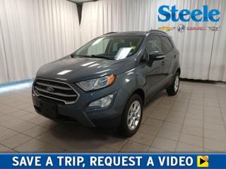 Our stylish, smart, and adventurous 2018 Ford EcoSport SE 4WD is brought to you in Smoke! Powered by a 2.0 Litre 4 Cylinder that delivers 166hp matched to a 6 Speed SelectShift Automatic transmission for smooth shifts. This Four Wheel Drive SUV delivers a comfortable ride with car-like handling and easy maneuverability, plus offers approximately 8.1L/100km on the highway. Our EcoSport is sophisticated with a European-influenced style complemented by beautiful alloy wheels, unique quad-beam reflector headlights, and LED tail lamps, all designed to make you look good! Inside our EcoSport SE trimmed interior, find a modern SYNC design with an easy-to-use in-car connectivity system that lets you make hands-free calls with Bluetooth® .Control your music with your voice and enjoy the high-quality Audio system. Add in keyless entry, a 60/40 split rear seat for easy loading, and fully opening doors for your passengers, and see that these are thoughtful touches that will make our EcoSport a great addition to your daily lifestyle. Ford offers modern safety features like automatic headlights, a rearview camera, advanced airbags, stability/traction control, Curve Control, and emergency crash notification, allowing you to drive confidently. You will enjoy MyKey, which allows you to set restrictions for the teen driver in the house. Any on-the-go family will undoubtedly benefit from the smart design of this EcoSport. Save this Page and Call for Availability. We Know You Will Enjoy Your Test Drive Towards Ownership! Steele Chevrolet Atlantic Canadas Premier Pre-Owned Super Center. Being a GM Certified Pre-Owned vehicle ensures this unit has been fully inspected fully detailed serviced up to date and brought up to Certified standards. Market value priced for immediate delivery and ready to roll so if this is your next new to your vehicle do not hesitate. Youve dealt with all the rest now get ready to deal with the BEST! Steele Chevrolet Buick GMC Cadillac (902) 434-4100 Metros Premier Credit Specialist Team Good/Bad/New Credit? Divorce? Self-Employed?