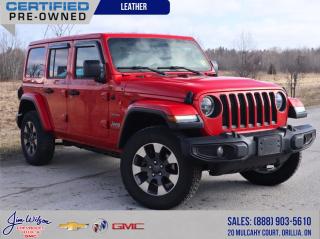 Odometer is 26223 kilometers below market average!

Firecracker Red Clearcoat 2018 Jeep Wrangler Unlimited Sahara 4D Sport Utility 4WD
8-Speed Automatic 3.6L V6 24V VVT


Did this vehicle catch your eye? Book your VIP test drive with one of our Sales and Leasing Consultants to come see it in person.

Remember no hidden fees or surprises at Jim Wilson Chevrolet. We advertise all in pricing meaning all you pay above the price is tax and cost of licensing.


Reviews:
  * Owners typically rave about the Wrangler’s toughness, capability, heavy-duty feel, and go-anywhere-anytime attitude. The unique looks and quirky drive are part of the Wrangler’s charm for many drivers, and the availability of plenty of high-grade feature content drew many shoppers in. Notably, the new-for-2012 V6 engine is a smooth and punchy performer with power to spare, and should turn in notably improved fuel efficiency for drivers upgrading from pre-Pentastar Wranglers. Source: autoTRADER.ca