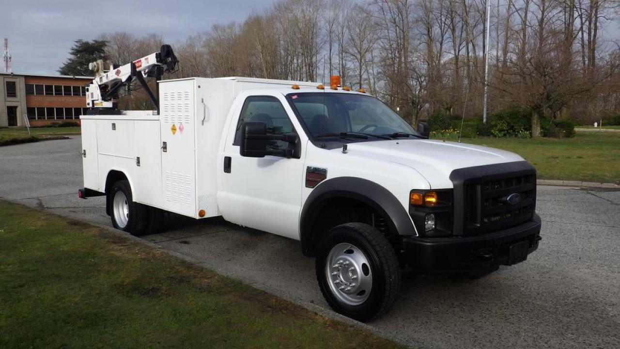 2010 Ford F-550 Utility Crane Service Truck 2WD, 6.4L V8 OHV 32V TURBO DIESEL engine, 8 cylinder, 2 door, automatic, RWD, cruise control, air conditioning, tow mode, ac, backup camera, work lights, IMT crane, multiple storage compartments, air compressor lines and fittings, AM/FM radio, white exterior, grey interior, cloth. Certificate and Decal Valid to March  2025  $24,760.00 plus $375 processing fee, $25,135.00 total payment obligation before taxes.  Listing report, warranty, contract commitment cancellation fee, financing available on approved credit (some limitations and exceptions may apply). All above specifications and information is considered to be accurate but is not guaranteed and no opinion or advice is given as to whether this item should be purchased. We do not allow test drives due to theft, fraud, acts of vandalism and undetectable impaired driving. Instead we provide the following benefits: Complimentary Warranty (with options to extend), Limited Money Back Satisfaction Guarantee on Fully Completed Contracts, Contract Commitment Cancellation, and an Open-Ended Sell-Back Option. Ask seller for details or call 604-522-REPO(7376) to confirm listing availability.