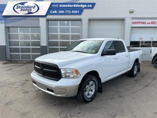 <b>Low Mileage, Bluetooth,  SiriusXM,  Aluminum Wheels,  Air Conditioning,  Power Windows!</b><br> <br>  Compare at $31995 - Our Price is just $30938! <br> <br>   This Ram 1500 is a top contender in the full-size pickup segment thanks to a winning combination of a strong powertrain, a smooth ride and a well-trimmed cabin. This  2018 Ram 1500 is for sale today in Swift Current. <br> <br>The reasons why this Ram 1500 stands above the well-respected competition are evident: uncompromising capability, proven commitment to safety and security, and state-of-the-art technology. From its muscular exterior to the well-trimmed interior, this 2018 Ram 1500 is more than just a workhorse. Get the job done in comfort and style with this amazing full size truck. This low mileage  Crew Cab 4X4 pickup  has just 58,211 kms. Its  white in colour  . It has a 8 speed automatic transmission and is powered by a  395HP 5.7L 8 Cylinder Engine.  It may have some remaining factory warranty, please check with dealer for details. <br> <br> Our 1500s trim level is SLT. This Ram 1500 SLT is a great blend of features, value, and capability. It comes with a Uconnect infotainment system with Bluetooth streaming audio and hands-free communication, SiriusXM, a mini trip computer,  air conditioning, cruise control, power windows, power doors with remote keyless entry, aluminum wheels, six airbags, chrome bumpers, and more. This vehicle has been upgraded with the following features: Bluetooth,  Siriusxm,  Aluminum Wheels,  Air Conditioning,  Power Windows,  Power Doors,  Cruise Control. <br> To view the original window sticker for this vehicle view this <a href=http://www.chrysler.com/hostd/windowsticker/getWindowStickerPdf.do?vin=1C6RR7TT2JS349413 target=_blank>http://www.chrysler.com/hostd/windowsticker/getWindowStickerPdf.do?vin=1C6RR7TT2JS349413</a>. <br/><br> <br>To apply right now for financing use this link : <a href=https://standarddodge.ca/financing target=_blank>https://standarddodge.ca/financing</a><br><br> <br/><br>* Stop By Today *Test drive this must-see, must-drive, must-own beauty today at Standard Chrysler Dodge Jeep Ram, 208 Cheadle St W., Swift Current, SK S9H0B5! <br><br> Come by and check out our fleet of 30+ used cars and trucks and 130+ new cars and trucks for sale in Swift Current.  o~o