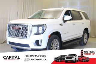This 2024 GMC Yukon in Summit White is equipped with 4WD and Gas V8 6.2L/ engine.The GMC Yukon is designed with power and purpose. Bold exterior styling cues and refined details give it an unmistakable presence on the road. From its three-dimensional grille, advanced lighting and stylish wheels to its active grille shutters, rainsense front wipers and hidden rear wiper, youll find innovative features both inside and out. With seating for up to nine, premium materials and inspiring capability, this SUV offers a perfect blend of craftsmanship, comfort and functionality. The interior features optional heated and ventilated seats, heated steering wheel, a quiet cabin, keyless open and start and climate controls. Not to mention the innovative seating and storage, from third-row power fold flat seats and second-row power-release fold and tumble seats to a large center console, articulating screen with hidden storage and 1113 L /39.3 cu. ft. (XL model; Yukon 433 L /15.3 cu. ft.) of cargo space behind the third row. The Yukon comes with 5.3L V-8 EcoTec3 Engine, can tow up to 3856 KG (8500 LB.) And to deliver a refined, solid and smooth drive, youll find hydraulic mounts, improved handling and automatic locking rear differential. Technology and infotainment innovations let you stay conveniently connected and in control, with features like multiple USB ports and an 8-inch infotainment system with available navigation. Not to mention a customizable driver information center, rear vision camera, rear seat reminder and access to the myGMC app. This SUV is equipped with an array of available advanced safety features to help prepare you for the unexpected, including available forward collision alert, low speed forward automatic braking, front and rear park assist, and much more.Key features of the Yukon Denali include: 6.2L EcoTec3 V8 engine with 420 hp and 460lb.-ft of torque, 10-speed automatic transmission, Premium Denali styling, Magnetic Ride Control, Available power-retractable assist steps with perimeter lighting, HID Headlamps with LED signature daytime running lamps, Heated and ventilated 12-way power-adjustable driver and front-passenger bucket seats, Heated second-row bucket seats, Leather-wrapped heated steering wheel, 8 customizable driver display and multi-color Head-Up Display, Bose CenterPoint Premium Audio System, Bose Active Noise Cancellation, and Available 22 wheels.Check out this vehicles pictures, features, options and specs, and let us know if you have any questions. Helping find the perfect vehicle FOR YOU is our only priority.P.S...Sometimes texting is easier. Text (or call) 306-988-7738 for fast answers at your fingertips!Dealer License #914248Disclaimer: All prices are plus taxes & include all cash credits & loyalties. See dealer for Details.