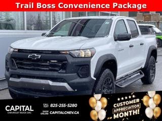 This Chevrolet Colorado boasts a Turbocharged Gas I4 2.7L/ engine powering this Automatic transmission. ENGINE, 2.7L TURBOMAX (310 hp [231 kW] @ 5600 rpm, 430 lb-ft of torque [583 Nm] @ 3000 rpm) (STD), Wireless Phone Projection, for Apple CarPlay and Android Auto, Windshield, solar absorbing.* This Chevrolet Colorado Features the Following Options *Windows, power with driver express up/down, Windows, power rear, express down, Window, power front, passenger express down, Wheels, 18 X 8.5 (45.7 cm x 21.6 cm), Black High Gloss aluminum, Wheel, spare, 17 x 8 (43.2 cm x 20.3 cm) steel, Wheel Flares, Visors, driver and front passenger vanity mirrors, Vehicle health management provides advanced warning of vehicle issues, USB Ports, 2 (first row) located on console, Transmission, 8-speed automatic.* Stop By Today *Test drive this must-see, must-drive, must-own beauty today at Capital Chevrolet Buick GMC Inc., 13103 Lake Fraser Drive SE, Calgary, AB T2J 3H5.