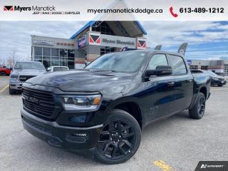 <b>Navigation,  Heated Seats,  4G Wi-Fi,  Heated Steering Wheel,  Forward Collision Alert!</b><br> <br> <br> <br>Call 613-489-1212 to speak to our friendly sales staff today, or come by the dealership!<br> <br>  Beauty meets brawn with this rugged Ram 1500. <br> <br>The Ram 1500s unmatched luxury transcends traditional pickups without compromising its capability. Loaded with best-in-class features, its easy to see why the Ram 1500 is so popular. With the most towing and hauling capability in a Ram 1500, as well as improved efficiency and exceptional capability, this truck has the grit to take on any task.<br> <br> This diamond black crystal pearl Crew Cab 4X4 pickup   has an automatic transmission and is powered by a  395HP 5.7L 8 Cylinder Engine.<br> <br> Our 1500s trim level is Sport. This RAM 1500 Sport throws in some great comforts such as power-adjustable heated front seats with lumbar support, dual-zone climate control, power-adjustable pedals, deluxe sound insulation, and a heated leather-wrapped steering wheel. Connectivity is handled by an upgraded 12-inch display powered by Uconnect 5W with inbuilt navigation, mobile internet hotspot access, smart device integration, and a 10-speaker audio setup. Additional features include power folding exterior mirrors, a power rear window with defrosting, class II towing equipment including a hitch, wiring harness and trailer sway control, heavy-duty suspension, cargo box lighting, and a locking tailgate. This vehicle has been upgraded with the following features: Navigation,  Heated Seats,  4g Wi-fi,  Heated Steering Wheel,  Forward Collision Alert,  Climate Control,  Aluminum Wheels. <br><br> View the original window sticker for this vehicle with this url <b><a href=http://www.chrysler.com/hostd/windowsticker/getWindowStickerPdf.do?vin=1C6SRFVT5RN123966 target=_blank>http://www.chrysler.com/hostd/windowsticker/getWindowStickerPdf.do?vin=1C6SRFVT5RN123966</a></b>.<br> <br>To apply right now for financing use this link : <a href=https://CreditOnline.dealertrack.ca/Web/Default.aspx?Token=3206df1a-492e-4453-9f18-918b5245c510&Lang=en target=_blank>https://CreditOnline.dealertrack.ca/Web/Default.aspx?Token=3206df1a-492e-4453-9f18-918b5245c510&Lang=en</a><br><br> <br/> Total  cash rebate of $8503 is reflected in the price.   6.49% financing for 96 months. <br> Buy this vehicle now for the lowest weekly payment of <b>$243.37</b> with $0 down for 96 months @ 6.49% APR O.A.C. ( Plus applicable taxes -  $1199  fees included in price    ).  Incentives expire 2024-07-02.  See dealer for details. <br> <br>If youre looking for a Dodge, Ram, Jeep, and Chrysler dealership in Ottawa that always goes above and beyond for you, visit Myers Manotick Dodge today! Were more than just great cars. We provide the kind of world-class Dodge service experience near Kanata that will make you a Myers customer for life. And with fabulous perks like extended service hours, our 30-day tire price guarantee, the Myers No Charge Engine/Transmission for Life program, and complimentary shuttle service, its no wonder were a top choice for drivers everywhere. Get more with Myers!<br> Come by and check out our fleet of 40+ used cars and trucks and 100+ new cars and trucks for sale in Manotick.  o~o