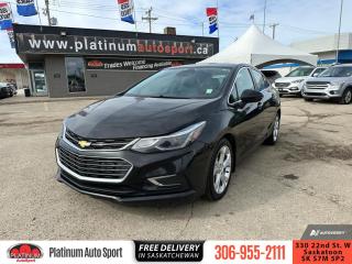 <b>Leather Seats,  Bluetooth,  Rear View Camera,  SiriusXM!</b><br> <br>    The new 2017 Chevrolet Cruze offers a big-car ride in a compact package with a quiet interior, huge trunk, and lots of high-tech infotainment. This  2017 Chevrolet Cruze is for sale today. <br> <br>Whether youre zipping around city streets or navigating winding roads, the new 2017 Cruze is made to work hard for you. With a unique combination of entertainment technology, remarkable efficiency and advanced safety features, this sporty compact car helps you get where youre going without missing a beat. This  sedan has 212,615 kms. Its  black in colour  . It has a 6 speed automatic transmission and is powered by a  153HP 1.4L 4 Cylinder Engine.  <br> <br> Our Cruzes trim level is Premier. The Premier is the top of the line and includes premium features such as leather seating, 8-way power front seats, a heated and leather wrapped steering wheel, keyless entry, interior lighting upgrades and more.  The Premier includes all features from the lower LT trim including bluetooth, SiriusXM, air conditioning, aluminum wheels, a rear view camera plus much more.  This vehicle has been upgraded with the following features: Leather Seats,  Bluetooth,  Rear View Camera,  Siriusxm. <br> <br>To apply right now for financing use this link : <a href=https://www.platinumautosport.com/credit-application/ target=_blank>https://www.platinumautosport.com/credit-application/</a><br><br> <br/><br><br> We know that you have high expectations, and as car dealers, we enjoy the challenge of meeting and exceeding those standards each and every time. Allow us to demonstrate our commitment to excellence! </br>

<br> As your one stop shop for quality pre owned vehicles and hassle free auto financing in Saskatoon, we provide the following offers & incentives for our valued clients in Saskatchewan, Alberta & Manitoba. </br> o~o
