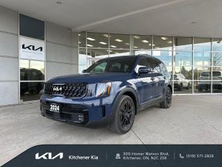<p>Our former General Managers Demo is has now joined the Kia Certified Pre-Owned department and I tell you, what an awesome addition to offer! Under 15,000KM, this incredible Midnight Lake Blue X-Line Telluride is just an absolute gem. Plenty of warranty, loaded with features which are listed below, treat yourself to style, luxury and peace of mind. This wont last long! Its time time to get a Telluride and avoid the wait times. Has a trailer hitch installed and weather tech mats in the first, second and third row.</p>

<p><strong>Safety: </strong></p>

<p> 9 Airbags (incl. Driver Knee)</p>

<p> Forward Collision Avoidance Assist</p>

<p> Lane Follow Assist</p>

<p> Driver Attention Alert</p>

<p> High Beam Assist</p>

<p> TPMS</p>

<p> Electric Child Lock</p>

<p> Child Anchors 2nd & 3rd Row</p>

<p> Electric Parking Brake + Auto Hold</p>

<p> Safe Exit Assist System</p>

<p> Blind Spot Collision Avoidance Assist  Rear (BCA-R)</p>

<p> Rear Cross-Traffic Avoidance Assist (RCCA )</p>

<p> Rear-View Monitor</p>

<p> Rear Seat Reminder System</p>

<p> Rear Privacy Glass</p>

<p> Auto & Safety Windows (All)</p>

<p> Temp Spare Tire</p>

<p> Rear Parking Sensors</p>

<p> Automatic Light Control</p>

<p> Immobilizer</p>

<p></p>

<p><strong>Technology:</strong></p>

<p> 10 Heads-Up Display</p>

<p> FDM(Full Display Digital RearView Mirror)</p>

<p> Rain Sensing Wiper</p>

<p> Harmon/Kardon Prem Sound</p>

<p> 360-Degree Camera</p>

<p> Interior Mood Lamp</p>

<p> 12.3 TFT LCD instrument cluster</p>

<p> Digital Key 2 Touch</p>

<p> Advanced Highway Driving Assist</p>

<p><br />
<strong>Comfort: </strong></p>

<p> Leather seating</p>

<p> Black STD headliner</p>

<p> Front Seat Emblem Printing</p>

<p> Deluxe Headliner</p>

<p> 7-Passenger Captain Seats</p>

<p> 50/50 split folding 2nd row</p>

<p> Heated 2nd Row Seats</p>

<p> Air Cooled 2nd Row Seats</p>

<p><br />
<strong>Exterior</strong></p>

<p> 20 Black Alloy Wheels (X-Line Exclusive)</p>

<p> Glossy Black Exterior Garnish</p>

<p> Glossy Black Bridge Type Roof Rack</p>

<p> Aeroblade Wipers</p>

<p> Single-Twin Tip Exhaust</p>

<p> Dual Sunroof</p>

<p> High Gloss Outside Mirrors</p>

<p> Side Mirrors Reverse Tilt Down</p>

<p> Upgraded Front Grille</p>

<p> Satin Chrome Outside Door Handles</p>

<p></p>

<p><em><strong>Kia Certified Details:</strong></em></p>

<p><em><strong>* Kia Canadas CPO Program includes an optional extended Mechanical Breakdown Protection Warranty up to 5 years after your manufacturers warranty expires. Free 5 Star comprehensive warranty for up to 6 years or 120,000km</strong></em></p>

<p><br />
<em><strong>* $500 Graduation Bonus Offer / CarFax vehicle history / 90-day trial of SiriusXM satellite radio. Mechanical Breakdown Protection has additional benefits of traffic interruption and vehicle rentals</strong></em></p>

<p><br />
<em><strong>* 30 Day / 2000 Km Exchange Privilege<br />
* 24/7 Roadside Assistance available if opting forMechanical Breakdown Protection</strong></em></p>

<p><br />
<em><strong>* 149-point inspection: Our inspection covers the entire vehicle, including powertrain, chassis, all safety-related systems as well as the interior and exterior</strong></em></p>

<p>Kitchener Kias Used Car Philosophy: Provide each client with an open, honest and transparent used car buying process. With the use of real time pricing software, complimentary Carfax reports and an in-depth safety inspection review, you can rest assured that your used car purchase will offer you the best value and use of your time.</p>

<p>Kitchener Kia proudly serves all neighbouring communities including: Kitchener, Waterloo, Cambridge, Guelph, St. Thomas, Strathroy, Clinton, Owen Sound, Sarnia, Listowel, Woodstock, Grand Bend, Port Stanley, Belmont, Ingersoll, Brantford, Paris, and Chatham.</p>

<p><strong>519-571-2828<br />
sales@kitchenerkia.com</strong></p>
OAC and term subject to bank approval and year of vehicle.