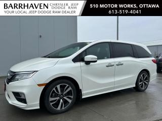 Just IN... 2018 Honda Odyssey Touring. Some of the MANY feature options included in the Trim Package are 3.5L V6 Engine, 10-speed automatic transmission, 19-inch alloy wheels, Power tailgate with programmable height and hands free access, One-touch power moonroof with tilt feature, Power Sliding Doors, Leather Interior, 8-inch display and Cabin Watch rear seat monitor, Honda navigation system with bilingual voice recognition, Advanced Rear Entertainment System with 10.2-inch 1024x600 screen, Blu-ray player and embedded streaming media apps, Apple Carplay / Android Auto, Tri-zone automatic climate control, Active cruise control with steering wheel mounted buttons, Heated steering wheel, Intelligent Key System, Wireless charging, Remote Keyless Entry, USB audio interface (x3), Heated front seats, Magic Slide 2nd-row seats, 3rd row 60/40 flat folding bench, Blind Spot Warning, Lane departure warning system, Lane-keep assist, Forward collision warning, Rear view camera, Rear Collision Warning, Front and rear parking distance sensor & So Much MORE. The Honda includes a Clean Car-Proof Free of any Insurance or Collison Claims. The Odyssey has gone through a Detail Cleaning and is all Ready for YOU. Nobody deals like Barrhaven Jeep Dodge Ram, come and see us today and we will show you why!!