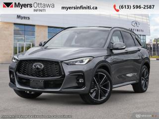 <b>Sunroof,  Navigation,  Premium Audio,  360 Camera,  Cooled Seats!</b><br> <br> <br> <br>  This QX50 is a great SUV that looks the part and provides a sense of luxury. <br> <br>With stylish exterior looks and an upscale interior, this Infiniti QX50 rubs shoulders with the best luxury crossovers in the segment. Focusing on engaging on-road dynamics with dazzling styling, the QX50 is a fantastic option for those in pursuit of cutting-edge refinement. The interior exudes unpretentious luxury, with a suite of smart tech that ensures youre always connected and safe when on the road.<br> <br> This graphite shadow SUV  has an automatic transmission and is powered by a  268HP 2.0L 4 Cylinder Engine.<br> <br> Our QX50s trim level is SPORT. This QX50 SPORT steps things up with a dual-panel sunroof, inbuilt navigation, a 12-speaker Bose audio system, and a 360-camera system. Other standard features include semi-aniline leather-trimmed ventilated and heated front seats with lumbar support, a heated steering wheel, adaptive cruise control, a wireless charging pad, a power liftgate for rear cargo access, and leatherette seating surfaces. Infotainment duties are handled by dual 8-inch and 7-inch touchscreens, with Apple CarPlay, Android Auto and SiriusXM. Safety features include blind spot detection, lane departure warning with lane keeping assist, front and rear collision mitigation, and rear parking sensors. This vehicle has been upgraded with the following features: Sunroof,  Navigation,  Premium Audio,  360 Camera,  Cooled Seats,  Heated Steering Wheel,  Power Liftgate. <br><br> <br>To apply right now for financing use this link : <a href=https://www.myersinfiniti.ca/finance/ target=_blank>https://www.myersinfiniti.ca/finance/</a><br><br> <br/>    0% financing for 24 months. 5.49% financing for 84 months. <br> Buy this vehicle now for the lowest bi-weekly payment of <b>$474.46</b> with $0 down for 84 months @ 5.49% APR O.A.C. ( taxes included, $821  and licensing fees    ).  Incentives expire 2024-04-30.  See dealer for details. <br> <br><br> Come by and check out our fleet of 30+ used cars and trucks and 100+ new cars and trucks for sale in Ottawa.  o~o