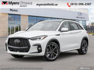 <b>Sunroof,  Navigation,  Premium Audio,  360 Camera,  Cooled Seats!</b><br> <br> <br> <br>  Sculpted lines, swooping curves and a wide, dynamic stance make this QX50 as fulfilling to look at as it is to drive. <br> <br>With stylish exterior looks and an upscale interior, this Infiniti QX50 rubs shoulders with the best luxury crossovers in the segment. Focusing on engaging on-road dynamics with dazzling styling, the QX50 is a fantastic option for those in pursuit of cutting-edge refinement. The interior exudes unpretentious luxury, with a suite of smart tech that ensures youre always connected and safe when on the road.<br> <br> This radiant white SUV  has an automatic transmission and is powered by a  268HP 2.0L 4 Cylinder Engine.<br> <br> Our QX50s trim level is SPORT. This QX50 SPORT steps things up with a dual-panel sunroof, inbuilt navigation, a 12-speaker Bose audio system, and a 360-camera system. Other standard features include semi-aniline leather-trimmed ventilated and heated front seats with lumbar support, a heated steering wheel, adaptive cruise control, a wireless charging pad, a power liftgate for rear cargo access, and leatherette seating surfaces. Infotainment duties are handled by dual 8-inch and 7-inch touchscreens, with Apple CarPlay, Android Auto and SiriusXM. Safety features include blind spot detection, lane departure warning with lane keeping assist, front and rear collision mitigation, and rear parking sensors. This vehicle has been upgraded with the following features: Sunroof,  Navigation,  Premium Audio,  360 Camera,  Cooled Seats,  Heated Steering Wheel,  Power Liftgate. <br><br> <br>To apply right now for financing use this link : <a href=https://www.myersinfiniti.ca/finance/ target=_blank>https://www.myersinfiniti.ca/finance/</a><br><br> <br/>    0% financing for 24 months. 5.49% financing for 84 months. <br> Buy this vehicle now for the lowest bi-weekly payment of <b>$481.19</b> with $0 down for 84 months @ 5.49% APR O.A.C. ( taxes included, $821  and licensing fees    ).  Incentives expire 2024-04-30.  See dealer for details. <br> <br><br> Come by and check out our fleet of 30+ used cars and trucks and 100+ new cars and trucks for sale in Ottawa.  o~o