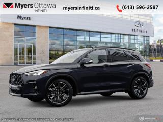 <b>Sunroof,  Navigation,  Premium Audio,  360 Camera,  Cooled Seats!</b><br> <br> <br> <br>  Sculpted lines, swooping curves and a wide, dynamic stance make this QX50 as fulfilling to look at as it is to drive. <br> <br>With stylish exterior looks and an upscale interior, this Infiniti QX50 rubs shoulders with the best luxury crossovers in the segment. Focusing on engaging on-road dynamics with dazzling styling, the QX50 is a fantastic option for those in pursuit of cutting-edge refinement. The interior exudes unpretentious luxury, with a suite of smart tech that ensures youre always connected and safe when on the road.<br> <br> This black obsidian SUV  has an automatic transmission and is powered by a  268HP 2.0L 4 Cylinder Engine.<br> <br> Our QX50s trim level is SPORT. This QX50 SPORT steps things up with a dual-panel sunroof, inbuilt navigation, a 12-speaker Bose audio system, and a 360-camera system. Other standard features include semi-aniline leather-trimmed ventilated and heated front seats with lumbar support, a heated steering wheel, adaptive cruise control, a wireless charging pad, a power liftgate for rear cargo access, and leatherette seating surfaces. Infotainment duties are handled by dual 8-inch and 7-inch touchscreens, with Apple CarPlay, Android Auto and SiriusXM. Safety features include blind spot detection, lane departure warning with lane keeping assist, front and rear collision mitigation, and rear parking sensors. This vehicle has been upgraded with the following features: Sunroof,  Navigation,  Premium Audio,  360 Camera,  Cooled Seats,  Heated Steering Wheel,  Power Liftgate. <br><br> <br>To apply right now for financing use this link : <a href=https://www.myersinfiniti.ca/finance/ target=_blank>https://www.myersinfiniti.ca/finance/</a><br><br> <br/>    0% financing for 24 months. 5.49% financing for 84 months. <br> Buy this vehicle now for the lowest bi-weekly payment of <b>$463.23</b> with $0 down for 84 months @ 5.49% APR O.A.C. ( taxes included, $821  and licensing fees    ).  Incentives expire 2024-04-30.  See dealer for details. <br> <br><br> Come by and check out our fleet of 30+ used cars and trucks and 100+ new cars and trucks for sale in Ottawa.  o~o