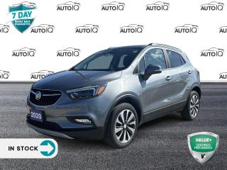 Gray 2020 Buick Encore Essence 4D Sport Utility ECOTEC 1.4L I4 SMPI DOHC Turbocharged VVT 6-Speed Automatic AWD 3.53 Final Drive Axle Ratio, 4-Wheel Disc Brakes, 6 Speakers, 6-Speaker Audio System Feature, 6-Way Power Driver Seat Adjuster, 6-Way Power Front Passenger Seat Adjuster, ABS brakes, Air Conditioning, Alloy wheels, AM/FM radio: SiriusXM, Apple CarPlay/Android Auto, Auto-dimming Rear-View mirror, Automatic temperature control, Brake assist, Bumpers: body-colour, Compass, Delay-off headlights, Driver door bin, Driver Side Memory Seat, Driver vanity mirror, Drivers Seat Mounted Armrest, Dual front impact airbags, Dual front side impact airbags, Electronic Stability Control, Emergency communication system: OnStar and Buick connected services capable, Front anti-roll bar, Front Bucket Seats, Front dual zone A/C, Front fog lights, Front reading lights, Front wheel independent suspension, Fully automatic headlights, Garage door transmitter, Heated door mirrors, Heated Driver & Front Passenger Seats, Heated front seats, Heated steering wheel, Illuminated entry, Knee airbag, Leather steering wheel, Leather-Appointed Seat Trim, Low tire pressure warning, Memory seat, Occupant sensing airbag, Outside temperature display, Overhead airbag, Panic alarm, Passenger door bin, Passenger vanity mirror, Power door mirrors, Power driver seat, Power passenger seat, Power steering, Power windows, Preferred Equipment Group 1SL, Radio data system, Radio: Buick Infotainment System AM/FM Stereo, Rear side impact airbag, Rear window defroster, Rear window wiper, Remote keyless entry, Ride & Handling Suspension, Roof rack: rails only, Security system, SiriusXM, Speed control, Speed-sensing steering, Split folding rear seat, Spoiler, Steering wheel mounted audio controls, Tachometer, Telescoping steering wheel, Tilt steering wheel, Traction control, Trip computer, Turn signal indicator mirrors, Variably intermittent wipers, Wheels: 18 Aluminum w/Technical Grey Pockets.<br><br><br>Reviews:<br>  * Owners tend to report that the Encore is cheerful to drive, easy to zip around in, flexible, and sufficiently roomy for four average-sized adults and a load of groceries. Tech-based features are easy to interface with, and many owners appreciate the added confidence of the OnStar system when travelling. In terms of all aspects of delivering a comfortable, relaxed, and easy-driving experience, the Encore seems to have impressed its owner community. Source: autoTRADER.ca<p> </p>

<h4>VALUE+ CERTIFIED PRE-OWNED VEHICLE</h4>

<p>36-point Provincial Safety Inspection<br />
172-point inspection combined mechanical, aesthetic, functional inspection including a vehicle report card<br />
Warranty: 30 Days or 1500 KMS on mechanical safety-related items and extended plans are available<br />
Complimentary CARFAX Vehicle History Report<br />
2X Provincial safety standard for tire tread depth<br />
2X Provincial safety standard for brake pad thickness<br />
7 Day Money Back Guarantee*<br />
Market Value Report provided<br />
Complimentary 3 months SIRIUS XM satellite radio subscription on equipped vehicles<br />
Complimentary wash and vacuum<br />
Vehicle scanned for open recall notifications from manufacturer</p>

<p>SPECIAL NOTE: This vehicle is reserved for AutoIQs retail customers only. Please, No dealer calls. Errors & omissions excepted.</p>

<p>*As-traded, specialty or high-performance vehicles are excluded from the 7-Day Money Back Guarantee Program (including, but not limited to Ford Shelby, Ford mustang GT, Ford Raptor, Chevrolet Corvette, Camaro 2SS, Camaro ZL1, V-Series Cadillac, Dodge/Jeep SRT, Hyundai N Line, all electric models)</p>

<p>INSGMT</p>