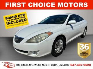 Welcome to First Choice Motors, the largest car dealership in Toronto of pre-owned cars, SUVs, and vans priced between $5000-$15,000. With an impressive inventory of over 300 vehicles in stock, we are dedicated to providing our customers with a vast selection of affordable and reliable options. <br><br>Were thrilled to offer a used 2004 Toyota Solara SLE, white color with 295,000km (STK#7138) This vehicle was $5490 NOW ON SALE FOR $4990. It is equipped with the following features:<br>- Automatic Transmission<br>- Leather Seats<br>- Sunroof<br>- Heated seats<br>- Power windows<br>- Power locks<br>- Power mirrors<br>- Air Conditioning<br><br>At First Choice Motors, we believe in providing quality vehicles that our customers can depend on. All our vehicles come with a 36-day FULL COVERAGE warranty. We also offer additional warranty options up to 5 years for our customers who want extra peace of mind.<br><br>Furthermore, all our vehicles are sold fully certified with brand new brakes rotors and pads, a fresh oil change, and brand new set of all-season tires installed & balanced. You can be confident that this car is in excellent condition and ready to hit the road.<br><br>At First Choice Motors, we believe that everyone deserves a chance to own a reliable and affordable vehicle. Thats why we offer financing options with low interest rates starting at 7.9% O.A.C. Were proud to approve all customers, including those with bad credit, no credit, students, and even 9 socials. Our finance team is dedicated to finding the best financing option for you and making the car buying process as smooth and stress-free as possible.<br><br>Our dealership is open 7 days a week to provide you with the best customer service possible. We carry the largest selection of used vehicles for sale under $9990 in all of Ontario. We stock over 300 cars, mostly Hyundai, Chevrolet, Mazda, Honda, Volkswagen, Toyota, Ford, Dodge, Kia, Mitsubishi, Acura, Lexus, and more. With our ongoing sale, you can find your dream car at a price you can afford. Come visit us today and experience why we are the best choice for your next used car purchase!<br><br>All prices exclude a $10 OMVIC fee, license plates & registration  and ONTARIO HST (13%)