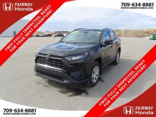 Awards:* ALG Canada Residual Value AwardsMidnight Black Metallic 2021 Toyota RAV4 LE FWD! FULLY INSPECTED, READY FOR YOUR NEXT ADVENTUR FWD 8-Speed Automatic 2.5L 4-Cylinder DOHC*Professionally Detailed*, *Market Value Pricing*, Black w/Fabric Seat Trim, 17 Steel Wheels, 4-Wheel Disc Brakes, 6 Speakers, ABS brakes, Air Conditioning, AM/FM radio, Apple CarPlay/Android Auto, Auto High-beam Headlights, Brake assist, Bumpers: body-colour, Cloth Seat Trim, Delay-off headlights, Driver door bin, Driver vanity mirror, Dual front impact airbags, Dual front side impact airbags, Electronic Stability Control, Emergency communication system: Safety Connect (Connected Services by Toyota), Exterior Parking Camera Rear, Four wheel independent suspension, Front anti-roll bar, Front Bucket Seats, Front reading lights, Fully automatic headlights, Heated door mirrors, Heated Front Bucket Seats, Heated front seats, Illuminated entry, Knee airbag, Occupant sensing airbag, Outside temperature display, Overhead airbag, Overhead console, Panic alarm, Passenger door bin, Passenger vanity mirror, Power door mirrors, Power steering, Power windows, Radio: Audio Plus, Rear anti-roll bar, Rear window defroster, Rear window wiper, Remote keyless entry, Roof rack: rails only, Speed control, Speed-sensing steering, Split folding rear seat, Spoiler, Steering wheel mounted audio controls, Tachometer, Telescoping steering wheel, Tilt steering wheel, Traction control, Trip computer, Turn signal indicator mirrors, Variably intermittent wipers.Certification Program Details: 85 Point Inspection Top Up Fluids Brake Inspection Tire Inspection Fresh 2 Year MVI Fresh Oil ChangeFairway Honda - Community Driven!