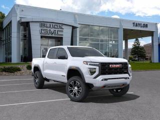 <b>Remote Start,  Heated Seats,  Climate Control,  Off-Road Suspension,  Apple CarPlay!</b><br> <br>    This iconic midsize truck offers exceptional versatility and robust build quality. <br> <br>Aimed at shoppers who desire the capability of a traditional pickup without the compromise of a full-size truck, this 2024 GMC Canyon is ready to take on whatever you throw at it. From work-site duties to intense off-road sessions, this Canyon is sure to never skip a beat!<br> <br> This interstellar wh Crew Cab 4X4 pickup   has an automatic transmission and is powered by a  310HP 2.7L 4 Cylinder Engine.<br> <br> Our Canyons trim level is AT4. This Canyon AT4 steps things up with hill descent control, an auto locking rear differential, upgraded aluminum wheels, front LED fog lamps, factory-lifted suspension, front recovery hooks and off-road performance display, along with great standard features such as an EZ-Lift and Lower tailgate, heated front seats with power driver lumbar control, remote engine start, dual-zone climate control, a vivid 11.3-inch diagonal infotainment screen with Apple CarPlay and Android Auto, and a 6-speaker audio system. Safety features include automatic emergency braking, front pedestrian braking, lane keeping assist with lane departure warning, Teen Driver, and forward collision alert with IntelliBeam high beam assist. This vehicle has been upgraded with the following features: Remote Start,  Heated Seats,  Climate Control,  Off-road Suspension,  Apple Carplay,  Android Auto,  Remote Keyless Entry. <br><br> <br>To apply right now for financing use this link : <a href=https://www.taylorautomall.com/finance/apply-for-financing/ target=_blank>https://www.taylorautomall.com/finance/apply-for-financing/</a><br><br> <br/>    5.99% financing for 84 months. <br> Buy this vehicle now for the lowest bi-weekly payment of <b>$392.81</b> with $0 down for 84 months @ 5.99% APR O.A.C. ( Plus applicable taxes -  Plus applicable fees   / Total Obligation of $71491  ).  Incentives expire 2024-05-31.  See dealer for details. <br> <br> <br>LEASING:<br><br>Estimated Lease Payment: $378 bi-weekly <br>Payment based on 9.5% lease financing for 36 months with $0 down payment on approved credit. Total obligation $29,527. Mileage allowance of 16,000 KM/year. Offer expires 2024-05-31.<br><br><br><br> Come by and check out our fleet of 80+ used cars and trucks and 150+ new cars and trucks for sale in Kingston.  o~o