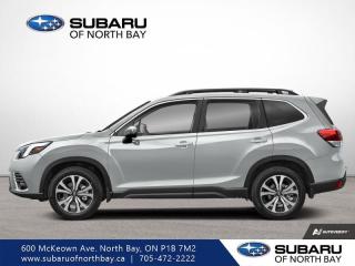 <b>Leather Seats,  Premium Audio,  Sunroof,  Power Liftgate,  Heated Steering Wheel!</b><br> <br>   This 2024 Forester has enough comfort, safety and versatility for all of your weekend adventures, no matter where they may lead. <br> <br>The Subaru Forester brings more convenience and versatility to your daily life with durable and quality materials, a driver focused cockpit and incredible off-road capability. With a well-engineered suspension that securely hugs the road and an impressive suite of driver assistance packages, the safety of you and your family is second to none.<br> <br> This ice silver metallic SUV  has a cvt transmission and is powered by a  182HP 2.5L 4 Cylinder Engine.<br> <br> Our Foresters trim level is Limited. Step up to this Limited trim and be rewarded with plush leather upholstery and a 9-speaker premium audio harman/kardon audio system, along with two-toned 5-spoke aluminum wheels, switchable drive modes, an express open/close dual-panel glass sunroof, a power liftgate for rear cargo access, dual-zone climate control, and proximity keyless entry with push button start. The upgrades continue, with power adjustable heated front seats with lumbar support, a heated leather steering wheel, adaptive cruise control, towing equipment with trailer sway control, roof rack rails, LED headlights with automatic high beams, and 60-40 folding split-bench rear seats for extra cargo versatility. Stay connected on the road via a larger 8-inch touchscreen infotainment system with Apple CarPlay, Android Auto, integrated steering wheel audio controls, and SiriusXM satellite radio, as well as Subaru STARLINK services. Safety features include Subaru EyeSight with Pre-Collision Braking, Lane Keep Assist and Lane Departure Warning, rear/side vehicle detection, forward and rear collision alert, driver monitoring alert, and a back-up camera with a washer. This vehicle has been upgraded with the following features: Leather Seats,  Premium Audio,  Sunroof,  Power Liftgate,  Heated Steering Wheel,  Climate Control,  Aluminum Wheels. <br><br> <br>To apply right now for financing use this link : <a href=https://www.subaruofnorthbay.ca/tools/autoverify/finance.htm target=_blank>https://www.subaruofnorthbay.ca/tools/autoverify/finance.htm</a><br><br> <br/>  Contact dealer for additional rates and offers.  4.99% financing for 60 months. <br> Buy this vehicle now for the lowest bi-weekly payment of <b>$384.51</b> with $0 down for 60 months @ 4.99% APR O.A.C. ( Plus applicable taxes -  Plus applicable fees   ).  Incentives expire 2024-05-31.  See dealer for details. <br> <br>Subaru of North Bay has been proudly serving customers in North Bay, Sturgeon Falls, New Liskeard, Cobalt, Haileybury, Kirkland Lake and surrounding areas since 1987. Whether you choose to visit in person or shop online, youll find a huge selection of new 2022-2023 Subaru models as well as certified used vehicles of all makes and models. </br>Our extensive lineup of new vehicles includes the Ascent, BRZ, Crosstrek, Forester, Impreza, Legacy, Outback, WRX and WRX STI. If youre already a Subaru owner, our Subaru Certified Technicians can provide the Genuine Subaru parts, accessories and quality service your vehicle deserves. </br>We invite you to book a test drive or service online, give our dealership a call at 705-472-2222, or just stop in for a visit. We look forward to meeting with you and providing you a stellar experience. </br><br> Come by and check out our fleet of 20+ used cars and trucks and 40+ new cars and trucks for sale in North Bay.  o~o