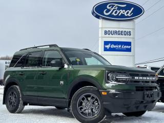 <b>Class II Trailer Tow Package!</b><br> <br> <br> <br>  This 2024 Ford Bronco Sport is no rip-off of its bigger brother; its an off road-capable and versatile compact SUV. <br> <br>A compact footprint, an iconic name, and modern luxury come together to make this Bronco Sport an instant classic. Whether your next adventure takes you deep into the rugged wilds, or into the rough and rumble city, this Bronco Sport is exactly what you need. With enough cargo space for all of your gear, the capability to get you anywhere, and a manageable footprint, theres nothing quite like this Ford Bronco Sport.<br> <br> This eruption green metallic SUV  has a 8 speed automatic transmission and is powered by a  181HP 1.5L 3 Cylinder Engine.<br> <br> Our Bronco Sports trim level is Big Bend. This Bronco Big Bend steps things up with heated cloth front seats that feature power lumbar adjustment, along with SiriusXM streaming radio and exclusive aluminum wheels. Also standard include voice-activated automatic air conditioning, 8-inch SYNC 3 powered infotainment screen with Apple CarPlay and Android Auto, smart charging USB type-A and type-C ports, 4G LTE mobile hotspot internet access, proximity keyless entry with remote start, and a robust terrain management system that features the trademark Go Over All Terrain (G.O.A.T.) driving modes. Additional features include blind spot detection, rear cross traffic alert and pre-collision assist with automatic emergency braking, lane keeping assist, lane departure warning, forward collision alert, driver monitoring alert, a rear-view camera, and so much more. This vehicle has been upgraded with the following features: Class Ii Trailer Tow Package. <br><br> View the original window sticker for this vehicle with this url <b><a href=http://www.windowsticker.forddirect.com/windowsticker.pdf?vin=3FMCR9B69RRE69055 target=_blank>http://www.windowsticker.forddirect.com/windowsticker.pdf?vin=3FMCR9B69RRE69055</a></b>.<br> <br>To apply right now for financing use this link : <a href=https://www.bourgeoismotors.com/credit-application/ target=_blank>https://www.bourgeoismotors.com/credit-application/</a><br><br> <br/> 7.99% financing for 84 months.  Incentives expire 2024-05-23.  See dealer for details. <br> <br>Discount on vehicle represents the Cash Purchase discount applicable and is inclusive of all non-stackable and stackable cash purchase discounts from Ford of Canada and Bourgeois Motors Ford and is offered in lieu of sub-vented lease or finance rates. To get details on current discounts applicable to this and other vehicles in our inventory for Lease and Finance customer, see a member of our team. </br></br>Discover a pressure-free buying experience at Bourgeois Motors Ford in Midland, Ontario, where integrity and family values drive our 78-year legacy. As a trusted, family-owned and operated dealership, we prioritize your comfort and satisfaction above all else. Our no pressure showroom is lead by a team who is passionate about understanding your needs and preferences. Located on the shores of Georgian Bay, our dealership offers more than just vehiclesits an experience rooted in community, trust and transparency. Trust us to provide personalized service, a diverse range of quality new Ford vehicles, and a seamless journey to finding your perfect car. Join our family at Bourgeois Motors Ford and let us redefine the way you shop for your next vehicle.<br> Come by and check out our fleet of 80+ used cars and trucks and 190+ new cars and trucks for sale in Midland.  o~o