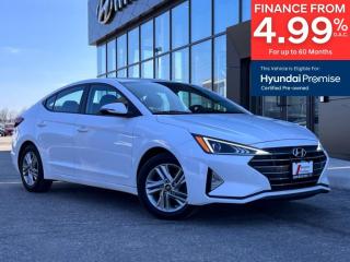 <b>Certified, Blind Spot Monitoring,  Heated Seats,  Heated Steering Wheel,  Aluminum Wheels,  Apple CarPlay!</b><br> <br>  Compare at $18540 - Our Price is just $18000! <br> <br>   Stronger, lighter, safer and much more economical than before. This new Hyundai Elantra is something else. This  2020 Hyundai Elantra is for sale today in Midland. <br> <br>Built to be stronger yet lighter, more powerful and much more fuel efficient, this Hyundai Elantra is the award-winning compact that delivers refined quality and comfort above all. With a stylish aerodynamic design and excellent performance, this Elantra stands out as a leader in its competitive class. This  sedan has 106,914 kms and is a Certified Pre-Owned vehicle. Its  ceramic metallic in colour  . It has a cvt transmission and is powered by a  147HP 2.0L 4 Cylinder Engine.  And its got a certified used vehicle warranty for added peace of mind. <br> <br> Our Elantras trim level is Preferred IVT. This Preferred Elantra brings you into the comforts and tech you expect of a new car with Apple CarPlay, Android Auto, Bluetooth, USB/aux inputs, 7 inch touchscreen, and AM/FM/MP3 audio with 6 speakers. Other premium features include heated seats, heated leather steering wheel, blind spot monitoring, upgraded motor, aluminum wheels, rearview camera, drive mode selector, chrome front grille, heated power side mirrors with turn signals and much more. This vehicle has been upgraded with the following features: Blind Spot Monitoring,  Heated Seats,  Heated Steering Wheel,  Aluminum Wheels,  Apple Carplay,  Android Auto,  Chrome Grille. <br> <br>To apply right now for financing use this link : <a href=https://www.bourgeoishyundai.com/finance/ target=_blank>https://www.bourgeoishyundai.com/finance/</a><br><br> <br/>This vehicle has met our highest standard and has been put through the Hyundai certificationprocess by our factory-trained technicians. Our Hyundai Certified used vehicles go thru anextensive 120-point inspection and are reconditioned back to near new condition. Each vehicle comes with a minimum of a 12-month/20,000 km comprehensive limited warranty or the balance of the factory warranty (whichever is longer) as well as 1 year roadside assistance. If you are financing, Hyundai Certified vehicles also qualify for preferred finance rates - talk to your dealer for details. They also come with satisfaction guaranteed; a 30-day or 2000 km exchange privilege if you are not completely satisfied. If your budget permits, you can extend or upgrade to an even more comprehensive Certified Pre-Owned Vehicle Protection Plan. For more information, please call any of our knowledgeable used vehicle staff at (705)540-8015.<br> <br/><br>BUY WITH CONFIDENCE. Bourgeois Auto Group, we dont just sell cars; for over 75 years, we have delivered extraordinary automotive experiences in every showroom, on the road, and at your home. Offering complimentary delivery in an enclosed trailer. <br><br>Why buy from the Bourgeois Auto Group? Whether you are looking for a great place to buy your next new or used vehicle find a qualified repair center or looking for parts for your vehicle the Bourgeois Auto Group has the answer. We offer both new vehicles and pre-owned vehicles with over 25 brand manufacturers and over 200 Pre-owned Vehicles to choose from. Were constantly changing to meet the needs of our customers and stay ahead of the competition, and we are committed to investing in modern technology to ensure that we are always on the cutting edge. We use very strategic programs and tools that give us current market data to price our vehicles to the market to make sure that our customers are getting the best deal not only on the new car but on your trade-in as well. Ask for your free Live Market analysis report and save time and money. <br><br>WE BUY CARS  Any make model or condition, No purchase necessary. We are OPEN 24 hours a Day/7 Days a week with our online showroom and chat service. Our market value pricing provides the most competitive prices on all our pre-owned vehicles all the time. Market Value Pricing is achieved by polling over 20000 pre-owned websites every day to ensure that every single customer receives real-time Market Value Pricing on every pre-owned vehicle we sell. Customer service is our top priority. No hidden costs or fees, and full disclosure on all services and Carfax®. <br><br>With over 23 brands and over 400 full- and part-time employees, we look forward to serving all your automotive needs! <br> Come by and check out our fleet of 30+ used cars and trucks and 50+ new cars and trucks for sale in Midland.  o~o