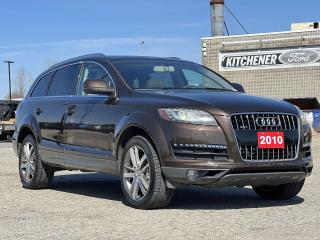 Teak Brown Metallic 2010 Audi Q7 3.6 Premium quattro quattro 4D Sport Utility 3.6L V6 DOHC 6-Speed Automatic with Tiptronic quattro 4.56 Axle Ratio, 4-Wheel Disc Brakes, 6-Step Heated Front Bucket Seats, 8 Speakers, ABS brakes, Air Conditioning, Alloy wheels, AM/FM radio, AM/FM w/In-Dash 6-Disc CD Changer, Auto-dimming door mirrors, Auto-dimming Rear-View mirror, Automatic temperature control, Brake assist, Bumpers: body-colour, CD player, Compass, Delay-off headlights, Driver door bin, Driver vanity mirror, Drivers Seat Mounted Armrest, Dual front impact airbags, Dual front side impact airbags, Electronic Stability Control, Exterior Parking Camera Rear, Four wheel independent suspension, Front anti-roll bar, Front Bucket Seats, Front dual zone A/C, Front fog lights, Front reading lights, Fully automatic headlights, Genuine wood console insert, Genuine wood dashboard insert, Genuine wood door panel insert, Headlight cleaning, Heated door mirrors, Heated front seats, Heated rear seats, Heated steering wheel, High intensity discharge headlights: Bi-xenon, Illuminated entry, Leather Seating Surfaces, Leather Shift Knob, Leather steering wheel, Low tire pressure warning, Memory seat, Occupant sensing airbag, Outside temperature display, Overhead airbag, Overhead console, Panic alarm, Passenger door bin, Passenger seat mounted armrest, Passenger vanity mirror, Power door mirrors, Power driver seat, Power Liftgate, Power passenger seat, Power steering, Power windows, Radio data system, Rain sensing wipers, Rear anti-roll bar, Rear fog lights, Rear reading lights, Rear window defroster, Rear window wiper, Remote keyless entry, Roof rack: rails only, Security system, Speed control, Speed-sensing steering, Split folding rear seat, Spoiler, Steering wheel mounted audio controls, Tachometer, Telescoping steering wheel, Tilt steering wheel, Traction control, Trip computer, Turn signal indicator mirrors, Variably intermittent wipers, Wheels: 8J x 18 6-Spoke Cast Alloy.

Awards:
  * Canadian Car of the Year AJACs Best New Convertible

Reviews:
  * Owner reviews typically see the Q7 rated highly in all aspects of confidence during inclement-weather driving, with traction, braking, stability and even the lighting system rated well. Smooth performance and a comfortable ride, as well as a high-quality feel throughout much of the vehicle, were also noted. Favourite features include the powered tailgate, up-level stereo system and heated steering wheel. Source: autoTRADER.ca