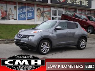 <b>ONLY 72,000 KMS !! ALL WHEEL DRIVE !! BLUETOOTH, AUX PORT, STEERING WHEEL AUDIO CONTROLS, CRUISE CONTROL, HEATED SEATS, POWER WINDOWS, POWER LOCKS, POWER MIRRORS, AIR CONDITIONING, 17-INCH ALLOY WHEELS</b><br>      This  2014 Nissan JUKE is for sale today. <br> <br>Kick convention to the curb. This Nissan Juke is the leader of an all-new breed. Its a quirky crossover that covers numerous bases acting as an economical compact, a turbocharged performance machine, and a versatile, year-round companion capable of tackling the most inclement weather. With sure-footed handling, a responsive engine, and a comfortable interior, its a blast to get behind the wheel of this Nissan Juke. This low mileage  wagon has just 71,831 kms. Its  gray in colour  and is major accident free based on the <a href=https://vhr.carfax.ca/?id=aitFGlPnI/nFL4nL5J/S3MgP8mMdr26+ target=_blank>CARFAX Report</a> . It has an automatic transmission and is powered by a  188HP 1.6L 4 Cylinder Engine. <br> <br>To apply right now for financing use this link : <a href=https://www.cmhniagara.com/financing/ target=_blank>https://www.cmhniagara.com/financing/</a><br><br> <br/><br>Trade-ins are welcome! Financing available OAC ! Price INCLUDES a valid safety certificate! Price INCLUDES a 60-day limited warranty on all vehicles except classic or vintage cars. CMH is a Full Disclosure dealer with no hidden fees. We are a family-owned and operated business for over 30 years! o~o