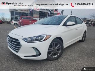 <b>Rear View Camera,  Blind Spot Detection,  Aluminum Wheels,  Heated Steering Wheel!<br> <br></b><br>   Compare at $19034 - Our Price is just $18480! <br> <br>   Ranked among the top in its class the 2017 Hyundai Elantra is a real steal. This  2017 Hyundai Elantra is for sale today in Manotick. <br> <br>The all-new 2017 Elantra is a groundbreaking vehicle, designed to bring new levels of sophistication to compact car customers. Hyundais engineers set out to achieve a new standard for rigidity with a structure heavily composed of our Advanced High Strength Steel also known as the SUPERSTRUCTURE, which delivers a new level of ride comfort with smooth and precise handling and enhanced safety.This  sedan has 64,148 kms. Its  white in colour  . It has an automatic transmission and is powered by a  147HP 2.0L 4 Cylinder Engine. <br> <br> Our Elantras trim level is GL. Get ready for more fun with Elantra GL. It offers a wide array of pampering and exciting features like aluminum alloy wheels, heated steering wheel, leather-wrapped steering wheel and gearshift knob, cruise control, automatic headlights, LED daytime running lights, LED side mirror turn signal indicators, power windows with drivers auto up/down and pinch protection, illuminated vanity mirrors with extensions, bluetooth, SiriusXM satellite radio, a 7-in touchscreen display with rearview camera and Android Auto, a 3.5-in Mono TFT LCD instrument panel display, blind spot detection, rear cross-traffic alert, and more. This vehicle has been upgraded with the following features: Rear View Camera,  Blind Spot Detection,  Aluminum Wheels,  Heated Steering Wheel. <br> <br>To apply right now for financing use this link : <a href=https://CreditOnline.dealertrack.ca/Web/Default.aspx?Token=3206df1a-492e-4453-9f18-918b5245c510&Lang=en target=_blank>https://CreditOnline.dealertrack.ca/Web/Default.aspx?Token=3206df1a-492e-4453-9f18-918b5245c510&Lang=en</a><br><br> <br/><br> Buy this vehicle now for the lowest weekly payment of <b>$80.95</b> with $0 down for 72 months @ 10.99% APR O.A.C. ( Plus applicable taxes -  and licensing fees   ).  See dealer for details. <br> <br>If youre looking for a Dodge, Ram, Jeep, and Chrysler dealership in Ottawa that always goes above and beyond for you, visit Myers Manotick Dodge today! Were more than just great cars. We provide the kind of world-class Dodge service experience near Kanata that will make you a Myers customer for life. And with fabulous perks like extended service hours, our 30-day tire price guarantee, the Myers No Charge Engine/Transmission for Life program, and complimentary shuttle service, its no wonder were a top choice for drivers everywhere. Get more with Myers! <br>*LIFETIME ENGINE TRANSMISSION WARRANTY NOT AVAILABLE ON VEHICLES WITH KMS EXCEEDING 140,000KM, VEHICLES 8 YEARS & OLDER, OR HIGHLINE BRAND VEHICLE(eg. BMW, INFINITI. CADILLAC, LEXUS...)<br> Come by and check out our fleet of 40+ used cars and trucks and 110+ new cars and trucks for sale in Manotick.  o~o