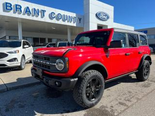 <p><br />KEY FEATURES: 2024 Bronco, 4door, Black Diamond, 4x4 Mid Package, 2 tops Soft top and hard top, 2.7L ecoboost engine, Race Red, Leather interior, 10-speed automatic transmission, 17 inch Aluminum black gloss wheels, sync4, reverse camera, Collision assist Ford pass, heated seats, Auto high beams, active Grille shutters, power driver seat, intelligent Access, Lane keep, Auto Stop Start, power windows power locks and more.</p><p><br />Please Call 519-756-6191, Email sales@brantcountyford.ca for more information and availability on this vehicle.  Brant County Ford is a family owned dealership and has been a proud member of the Brantford community for over 40 years!</p><p> </p><p><br />** PURCHASE PRICE ONLY (Includes) Fords Delivery Allowance</p><p><br />** See dealer for details.</p><p>*Please note all prices are plus HST and Licencing. </p><p>* Prices in Ontario, Alberta and British Columbia include OMVIC/AMVIC fee (where applicable), accessories, other dealer installed options, administration and other retailer charges. </p><p>*The sale price assumes all applicable rebates and incentives (Delivery Allowance/Non-Stackable Cash/3-Payment rebate/SUV Bonus/Winter Bonus, Safety etc</p><p>All prices are in Canadian dollars (unless otherwise indicated). Retailers are free to set individual prices.</p><p> </p>