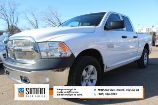 <p><strong>V6 4X4 Quad Cab</strong></p>

<p>Our 2017 Ram 1500 has been through a <strong>presale inspection fresh full synthetic oil service, new tires all around. Carfax reports no serious collisions. Financing available on site Trades Encouraged. Aftermarket warranties to fit every need and budget</strong>. it's pretty easy to make the case that the Ram is still our favorite light-duty pickup. Standard engine is a strong-but-efficient V6. safety equipment on the 2017 Ram 1500 includes four-wheel antilock disc brakes, stability control, hill start assist, trailer-sway control, front-seat side airbags and full-length side curtain airbags. In government crash testing, regardless of cab length, the Ram 1500 earned four out of a possible five stars for overall crash protection, with four stars for total front-crash protection and five stars for total side-crash protection. The Insurance Institute for Highway Safety gave the Ram 1500 Crew and Extended Cabs its highest rating of Good in the moderate-overlap front-impact and side-impact tests. The Quad Cab (four doors) seats six passengers and comes only with the 6-foot-4 bed.</p>

<p><span style=color:#2980b9><strong>Siman Auto Sales is large enough to make a difference but small enough to care. We are family owned and operated, and have been proudly serving Saskatchewan car buyers since 1998. We offer on site financing, consignment, automotive repair and over 90 preowned vehicles to choose from.</strong></span></p>