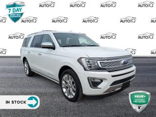 Star White Metallic Tri-Coat 2020 Ford Expedition Max Platinum 4D Sport Utility 3.5L V6 10-Speed Automatic 4WD | Remote Start, 3.73 Limited-Slip Rear-Axle, AppLink/Apple CarPlay and Android Auto, Auto tilt-away steering wheel, Automatic temperature control, Compass, Equipment Group 600A, Front dual zone A/C, Fully automatic headlights, Heated door mirrors, Heated steering wheel, Heated/Ventilated Luxury Leather-Trimmed Seats, Heavy-Duty Trailer Tow Package, Memory seat, Outside temperature display, Power door mirrors, Power driver seat, Power Liftgate, Power moonroof, Rain sensing wipers, Rear air conditioning, Rear window defroster, Rear window wiper, Remote keyless entry, Steering wheel memory, Steering wheel mounted audio controls, Turn signal indicator mirrors, Voice-Activated Touchscreen Navigation System, Wheels: 22 6-Spoke Painted Machined-Face Aluminum.<p> </p>

<h4>VALUE+ CERTIFIED PRE-OWNED VEHICLE</h4>

<p>36-point Provincial Safety Inspection<br />
172-point inspection combined mechanical, aesthetic, functional inspection including a vehicle report card<br />
Warranty: 30 Days or 1500 KMS on mechanical safety-related items and extended plans are available<br />
Complimentary CARFAX Vehicle History Report<br />
2X Provincial safety standard for tire tread depth<br />
2X Provincial safety standard for brake pad thickness<br />
7 Day Money Back Guarantee*<br />
Market Value Report provided<br />
Complimentary 3 months SIRIUS XM satellite radio subscription on equipped vehicles<br />
Complimentary wash and vacuum<br />
Vehicle scanned for open recall notifications from manufacturer</p>

<p>SPECIAL NOTE: This vehicle is reserved for AutoIQs retail customers only. Please, No dealer calls. Errors & omissions excepted.</p>

<p>*As-traded, specialty or high-performance vehicles are excluded from the 7-Day Money Back Guarantee Program (including, but not limited to Ford Shelby, Ford mustang GT, Ford Raptor, Chevrolet Corvette, Camaro 2SS, Camaro ZL1, V-Series Cadillac, Dodge/Jeep SRT, Hyundai N Line, all electric models)</p>

<p>INSGMT</p>
