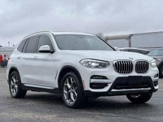 White 2021 BMW X3 xDrive30i 4D Sport Utility 2.0L I4 TwinPower Turbo 8-Speed Automatic Sport AWD 8-Speed Automatic Sport, 3.385 Axle Ratio, Air Conditioning, Alloy wheels, AM/FM radio: SiriusXM, Connected Package Plus, Cruise Control, Delay-off headlights, Driver door bin, Driver vanity mirror, Front dual zone A/C, Front fog lights, Front reading lights, Fully automatic headlights, Navigation System, Outside temperature display, Panoramic Moonroof, Passenger door bin, Passenger vanity mirror, Power driver seat, Power steering, Power windows, Rear window defroster, Remote keyless entry, Variably intermittent wipers, Vernasca Leather Upholstery.