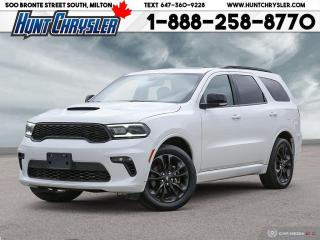 WOW WOW WOW!!! LOOK AT ME!!! WHAT A DEAL!! 2022 DODGE DURANGO GT ALL WHEEL DRIVE!!! Equipped with a 3.6L Pentastar Engine, Automatic Transmission, Premium Leather Seating for Six, 20in Blackout Wheels, 10in Touchscreen w/Navigation, Rear Camera, Alpine Sound System, Blind Spot Detection, Rear Parking Sensors, Sport Hood, Class IV Hitch, Fog Lights, Prox Entry, Heated Seats, Heated Steering, Remote Start, Power Sunroof, Auto Windshield Wipers, Bluetooth, Push Button Start, Power Driver Seat and so much more!! Are you on the Hunt for the perfect car in Ontario? Look no further than our car dealership! Our NON-COMMISSION sales team members are dedicated to providing you with the best service in town. Whether youre looking for a sleek pickup truck or a spacious family vehicle, our team has got you covered. Visit us today and take a test drive - we promise you wont be disappointed! Call 905-876-2580 or Email us at sales@huntchrysler.com
