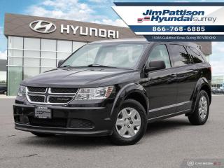 ACCIDENT FREE!! LOCAL CAR!! Options include: 7 Seats, Cruise control, Ubconnect, touch 4.3 media center, Keyless entry, Dual zone temperature control, and much more. This used 2012 Dodge Journey CVP is now available to test drive at Jim Pattison Hyundai Surrey. This amazing local vehicle has been fully inspected at Jim Pattison Hyundai Surrey and all servicing is up to date. We always include a 30-day powertrain guarantee, 14-day exchange privilege and a CarFax vehicle history report with all of our pre-owned vehicles. For a limited time, this used Journey is also available at special financing rates! Call 1-866-768-6885! Do you prefer text contact? You can TEXT our sales team directly @ 778-770-1084. Price does not include $599 documentation fee, $380 preparation charge, $599 finance placement fee if applicable and taxes.  DL#10977