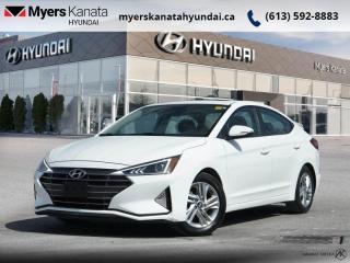 <b>Low Mileage, Heated Seats,  Heated Steering Wheel,  Rear View Camera,  Remote Keyless Entry,  Steering Wheel Audio Control!</b><br> <br>    Packed with features and options never before seen on a car in this class, this Elantra will certainly surprise you. This  2019 Hyundai Elantra is for sale today in Kanata. <br> <br>Built to be stronger yet lighter, more powerful and much more fuel efficient, this new 2019 Hyundai Elantra is the award-winning compact that delivers refined quality and comfort above all. With a stylish aerodynamic design and excellent performance, this Elantra stands out as a leader in its competitive class. This low mileage  sedan has just 40,704 kms. Its  white in colour  . It has an automatic transmission and is powered by a  147HP 2.0L 4 Cylinder Engine. <br> <br> Our Elantras trim level is Preferred. Upgrade to the Preferred trim of the Elantra and get treated to a host of features including heated side mirrors, a 6 speaker stereo with a 7 inch touch screen, Android and Apple smartphone connectivity, Bluetooth, heated front bucket seats, a heated steering wheel, cruise control, remote keyless entry, air conditioning, front and rear cup holders, power door locks, blind spot detection, lane change assist, rear collision warning, a rear view camera and much more. This vehicle has been upgraded with the following features: Heated Seats,  Heated Steering Wheel,  Rear View Camera,  Remote Keyless Entry,  Steering Wheel Audio Control,  Apple Carplay,  Android Auto. <br> <br>To apply right now for financing use this link : <a href=https://www.myerskanatahyundai.com/finance/ target=_blank>https://www.myerskanatahyundai.com/finance/</a><br><br> <br/><br> Buy this vehicle now for the lowest weekly payment of <b>$63.71</b> with $0 down for 96 months @ 8.99% APR O.A.C. ( Plus applicable taxes -  and licensing fees   ).  See dealer for details. <br> <br>Smart buyers buy at Myers where all cars come Myers Certified including a 1 year tire and road hazard warranty (some conditions apply, see dealer for full details.)<br> <br>This vehicle is located at Myers Kanata Hyundai 400-2500 Palladium Dr Kanata, Ontario.<br>*LIFETIME ENGINE TRANSMISSION WARRANTY NOT AVAILABLE ON VEHICLES WITH KMS EXCEEDING 140,000KM, VEHICLES 8 YEARS & OLDER, OR HIGHLINE BRAND VEHICLE(eg. BMW, INFINITI. CADILLAC, LEXUS...)<br> Come by and check out our fleet of 30+ used cars and trucks and 50+ new cars and trucks for sale in Kanata.  o~o