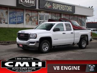 <b>GREAT WORK TRUCK !! V8 4X4 !! REAR CAMERA, APPLE CARPLAY, ANDROID AUTO, BLUETOOTH, AUX + USB PORTS, BENCH SEATS, RUBBERIZED FLOORS, CRUISE CONTROL, POWER WINDOWS, POWER LOCKS, POWER MIRRORS, REMOTE START, BED LIGHTS, 17-INCH STEEL WHEEL</b><br>      This  2019 GMC Sierra 1500 Limited is for sale today. <br> <br>This 2019 GMC Sierra Limited expertly crafted body and premium materials form a striking appearance inside and out. Thanks to its stunning GMC Signature LED lighting that further enhance its bold and advanced design, this Sierra offers a Professional Grade truck thats built for anything you put in front of it. One look inside this handsome truck and youll find premium materials such as a soft-touch instrument panel, superior comfort in its seats, and advanced safety features making the Sierra an all around complete package. Style meets substance inside this 2019 GMC Sierra 1500 Limited.This  Double Cab 4X4 pickup  has 181,287 kms. Its  summit white in colour  . It has an automatic transmission and is powered by a   5.3L 8 Cylinder Engine. <br> <br>To apply right now for financing use this link : <a href=https://www.cmhniagara.com/financing/ target=_blank>https://www.cmhniagara.com/financing/</a><br><br> <br/><br>Trade-ins are welcome! Financing available OAC ! Price INCLUDES a valid safety certificate! Price INCLUDES a 60-day limited warranty on all vehicles except classic or vintage cars. CMH is a Full Disclosure dealer with no hidden fees. We are a family-owned and operated business for over 30 years! o~o