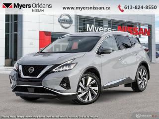 <b>Leather Seats,  Moonroof,  Navigation,  Memory Seats,  Power Liftgate!</b><br> <br> <br> <br>  Ahead of the pack with polished power, this 2024 Murano is an exciting crossover. <br> <br>This 2024 Nissan Murano offers confident power, efficient usage of fuel and space, and an exciting exterior sure to turn heads. This uber popular crossover does more than settle for good enough. This Murano offers an airy interior that was designed to make every seating position one to enjoy. For a crossover that is more than just good looks and decent power, check out this well designed 2024 Murano. <br> <br> This bolder grey SUV  has an automatic transmission and is powered by a  260HP 3.5L V6 Cylinder Engine.<br> <br> Our Muranos trim level is SL. This SL trim brings a dual panel panoramic moonroof, heated leather seats, motion activated power liftgate, remote start with intelligent climate control, memory settings, ambient interior lighting, and a heated steering wheel for added comfort along with intelligent cruise with distance pacing, intelligent Around View camera, and traffic sign recognition for even more confidence. Navigation and Bose Premium Audio are added to the NissanConnect touchscreen infotainment system featuring Android Auto, Apple CarPlay, and a ton more connectivity features. Forward collision warning, emergency braking with pedestrian detection, high beam assist, blind spot detection, and rear parking sensors help inspire confidence on the drive. This vehicle has been upgraded with the following features: Leather Seats,  Moonroof,  Navigation,  Memory Seats,  Power Liftgate,  Remote Start,  Heated Steering Wheel. <br><br> <br/>    3.99% financing for 84 months. <br> Payments from <b>$683.80</b> monthly with $0 down for 84 months @ 3.99% APR O.A.C. ( Plus applicable taxes -  $621 Administration fee included. Licensing not included.    ).  Incentives expire 2024-04-30.  See dealer for details. <br> <br> <br>LEASING:<br><br>Estimated Lease Payment: $678/m <br>Payment based on 6.74% lease financing for 60 months with $0 down payment on approved credit. Total obligation $40,728. Mileage allowance of 20,000 KM/year. Offer expires 2024-04-30.<br><br><br>We are proud to regularly serve our clients and ready to help you find the right car that fits your needs, your wants, and your budget.And, of course, were always happy to answer any of your questions.Proudly supporting Ottawa, Orleans, Vanier, Barrhaven, Kanata, Nepean, Stittsville, Carp, Dunrobin, Kemptville, Westboro, Cumberland, Rockland, Embrun , Casselman , Limoges, Crysler and beyond! Call us at (613) 824-8550 or use the Get More Info button for more information. Please see dealer for details. The vehicle may not be exactly as shown. The selling price includes all fees, licensing & taxes are extra. OMVIC licensed.Find out why Myers Orleans Nissan is Ottawas number one rated Nissan dealership for customer satisfaction! We take pride in offering our clients exceptional bilingual customer service throughout our sales, service and parts departments. Located just off highway 174 at the Jean DÀrc exit, in the Orleans Auto Mall, we have a huge selection of New vehicles and our professional team will help you find the Nissan that fits both your lifestyle and budget. And if we dont have it here, we will find it or you! Visit or call us today.<br> Come by and check out our fleet of 50+ used cars and trucks and 110+ new cars and trucks for sale in Orleans.  o~o
