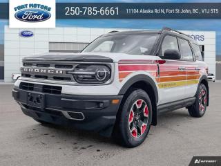 <b>Sunroof, Ford Co-Pilot360 Assist+, Wireless Charging, Heated Seats, Remote Engine Start!</b><br> <br>   Designed for every adventurer, this Bronco Sport gets you out into the wild, and back again. <br> <br>A compact footprint, an iconic name, and modern luxury come together to make this Bronco Sport an instant classic. Whether your next adventure takes you deep into the rugged wilds, or into the rough and rumble city, this Bronco Sport is exactly what you need. With enough cargo space for all of your gear, the capability to get you anywhere, and a manageable footprint, theres nothing quite like this Ford Bronco Sport.<br> <br> This oxford white SUV  has a 8 speed automatic transmission and is powered by a  181HP 1.5L 3 Cylinder Engine.<br> <br> Our Bronco Sports trim level is Free Wheeling. This Bronco Sport Heritage comes standard with unique, red-painted wheels, heated cloth front seats that feature power lumbar adjustment, and SiriusXM streaming radio. Also standard include voice-activated automatic air conditioning, 8-inch SYNC 3 powered infotainment screen with Apple CarPlay and Android Auto, smart charging USB type-A and type-C ports, 4G LTE mobile hotspot internet access, proximity keyless entry with remote start, and a robust terrain management system that features the trademark Go Over All Terrain (G.O.A.T.) driving modes. Additional features include blind spot detection, rear cross traffic alert and pre-collision assist with automatic emergency braking, lane keeping assist, lane departure warning, forward collision alert, driver monitoring alert, a rear-view camera, and so much more. This vehicle has been upgraded with the following features: Sunroof, Ford Co-pilot360 Assist+, Wireless Charging, Heated Seats, Remote Engine Start, Class Ii Trailer Tow Package, Convenience Package. <br><br> View the original window sticker for this vehicle with this url <b><a href=http://www.windowsticker.forddirect.com/windowsticker.pdf?vin=3FMCR9K63RRE57869 target=_blank>http://www.windowsticker.forddirect.com/windowsticker.pdf?vin=3FMCR9K63RRE57869</a></b>.<br> <br>To apply right now for financing use this link : <a href=https://www.fortmotors.ca/apply-for-credit/ target=_blank>https://www.fortmotors.ca/apply-for-credit/</a><br><br> <br/><br>Come down to Fort Motors and take it for a spin!<p><br> Come by and check out our fleet of 40+ used cars and trucks and 70+ new cars and trucks for sale in Fort St John.  o~o