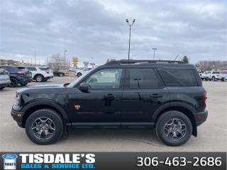 <b>Leather Seats,  Heated Seats, Sunroof, Ford Co-Pilot360 Assist+, Equipment Group 400A!</b><br> <br> <br> <br>Check out the large selection of new Fords at Tisdales today!<br> <br>  This 2024 Ford Bronco Sport is no rip-off of its bigger brother; its an off road-capable and versatile compact SUV. <br> <br>A compact footprint, an iconic name, and modern luxury come together to make this Bronco Sport an instant classic. Whether your next adventure takes you deep into the rugged wilds, or into the rough and rumble city, this Bronco Sport is exactly what you need. With enough cargo space for all of your gear, the capability to get you anywhere, and a manageable footprint, theres nothing quite like this Ford Bronco Sport.<br> <br> This shadow black SUV  has an automatic transmission and is powered by a  250HP 2.0L 4 Cylinder Engine.<br> <br> Our Bronco Sports trim level is Badlands. Rugged and capable, this Bronco Sport Badlands is ready for your next off-road adventure, with beefy off-road suspension, a reinforced undercarriage with 4 skid plates, off-road wheels, and front tow hooks. Also standard include heated seats with SiriusXM streaming radio and exclusive aluminum wheels. This SUV also features a slew of standard infotainment and convenience features, including voice-activated automatic air conditioning, an 8-inch SYNC 3 powered infotainment screen with Apple CarPlay and Android Auto, smart charging USB type-A and type-C ports, 4G LTE mobile hotspot internet access, proximity keyless entry with remote start, and a robust terrain management system that features the trademark Go Over All Terrain (G.O.A.T.) driving modes. Additional features include blind spot detection, rear cross traffic alert and pre-collision assist with automatic emergency braking, lane keeping assist, lane departure warning, forward collision alert, driver monitoring alert, a rear-view camera, 3 12-volt DC and 120-volt AC power outlets, and so much more. This vehicle has been upgraded with the following features: Leather Seats,  Heated Seats, Sunroof, Ford Co-pilot360 Assist+, Equipment Group 400a, Premium Package, Class Ii Trailer Tow Package. <br><br> View the original window sticker for this vehicle with this url <b><a href=http://www.windowsticker.forddirect.com/windowsticker.pdf?vin=3FMCR9D90RRE03405 target=_blank>http://www.windowsticker.forddirect.com/windowsticker.pdf?vin=3FMCR9D90RRE03405</a></b>.<br> <br>To apply right now for financing use this link : <a href=http://www.tisdales.com/shopping-tools/apply-for-credit.html target=_blank>http://www.tisdales.com/shopping-tools/apply-for-credit.html</a><br><br> <br/> Total  cash rebate of $2000 is reflected in the price. Credit includes $2,000 Non-Stackable Cash Purchase Assistance. Credit is available in lieu of subvented financing rates.  Incentives expire 2024-04-30.  See dealer for details. <br> <br>Tisdales is not your standard dealership. Sales consultants are available to discuss what vehicle would best suit the customer and their lifestyle, and if a certain vehicle isnt readily available on the lot, one will be brought in. o~o