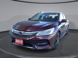 <b>Low Mileage, Navigation,  Sunroof,  Leather Seats,  Adaptive Cruise Control,  Bluetooth!</b><br> <br>    The Honda Accord earns top honors in the midsize class with its well-rounded mix of excellent packaging, superb fuel economy, and rewarding performance, says Edmunds. This  2017 Honda Accord Sedan is fresh on our lot in Sudbury. <br> <br>When does a car become more than just a car? For over three decades, the Accord has been Hondas answer. In its ninth generation, Hondas signature vehicle continues to evolve with drivers and all of their humanity in mind. And the relationship between an Accord and its owner continues to be something very special. The Honda Accord is a comfortable, efficient car you can count on. This low mileage  sedan has just 57,477 kms. Its  red in colour  . It has an automatic transmission and is powered by a  2.4L I4 16V GDI DOHC engine.  It may have some remaining factory warranty, please check with dealer for details. <br> <br> Our Accord Sedans trim level is Touring. The Touring trim brings some luxurious features to this Accord while remaining a good value. It comes with heated leather seats, a memory drivers seat, Display Audio System with satellite navigation, Bluetooth, SiriusXM, 7 speaker premium audio, wireless charging, a power sunroof, a rear view camera, remote start, and Honda Sensing Technologies like adaptive cruise control, forward collision warning, and more. This vehicle has been upgraded with the following features: Navigation,  Sunroof,  Leather Seats,  Adaptive Cruise Control,  Bluetooth,  Wireless Charging,  Collision Warning. <br> <br>To apply right now for financing use this link : <a href=https://www.palladinohonda.com/finance/finance-application target=_blank>https://www.palladinohonda.com/finance/finance-application</a><br><br> <br/><br>Palladino Honda is your ultimate resource for all things Honda, especially for drivers in and around Sturgeon Falls, Elliot Lake, Espanola, Alban, and Little Current. Our dealership boasts a vast selection of high-class, top-quality Honda models, as well as expert financing advice and impeccable automotive service. These factors arent what set us apart from other dealerships, though. Rather, our uncompromising customer service and professionalism make every experience unforgettable, and keeps drivers coming back. The advertised price is for financing purchases only. All cash purchases will be subject to an additional surcharge of $2,501.00. This advertised price also does not include taxes and licensing fees.<br> Come by and check out our fleet of 100+ used cars and trucks and 60+ new cars and trucks for sale in Sudbury.  o~o