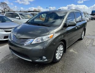 Just Arrived! RARE Beautiful Green on Beige Leather Interior 2011 Toyota Sienna LIMITED AWD! MINT CONDITION NO RUST! Local Ontario Vehicle. Great Luxurious 7 Passenger Family Minivan! Runs Excellent. Very Smooth. No Issues. Has 223,635 Kms. TOP OF THE LINE FULLY LOADED with Navigation System, Rear DVD Entertainment System, Backup Camera, Bluetooth, Dual Sunroofs, Dual Power Sliding Doors with Remote, Keyless Ignition and Entry, Power Tailgate, Driver Memory Seats, Heated Seats, Power Seats, Leather and Wood Steering Wheel, Fully Reclining 2nd Row Captain Chairs with Pop-up Foot Rests, Rear Sunshades, Alloy Wheels, Fog Lights, JBL Audio System, and Much More!! <br/> *Safety Certified at no extra cost* <br/> *Welcome to get vehicle checked by any mechanic before purchase* <br/> All in price : $15,989 plus HST and license plates. <br/> Call : 647-303-2585 or 647-631-8755 <br/> E-mail : info@bramptonautocenter.ca <br/> Brampton Auto Center <br/> 69 Eastern Avenue, Brampton ON, L6W 1X9. Unit 206 <br/> Brampton Auto Center, welcomes you! Family owned dealership located in the GTA. We take pride in our work. Customer service is our priority. Full disclosure with honesty. We are OMVIC registered and proud member of the UCDA. You are welcomed to get the vehicle checked by any mechanic before purchase, for quality assurance. Financing available for all types of credit! Good, bad or no credit. No problem! We will get you approved. Warranty options available for any year, make or model! Contact dealer for more details. <br/>