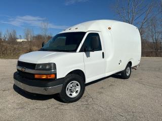 <div>2014 Chev 3500 Express cargo 165,000 kms. single rear wheel,beautiful UNICEL fibreglass box. Extremely attractive and aerodynamic. 6 foot 6 of headroom.￼￼ zero clearance rear door, easy access. ￼6.0L v8 gas. Automatic. Air conditioning. New 9 ply tires all around. Stunning condition inside out. Sold asis. plus HST</div>