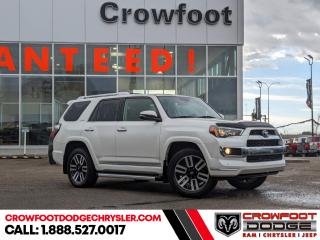 <b>Sunroof,  Navigation,  Heated Seats,  SofTex Seats,  Aluminum Wheels!</b><br> <br> Welcome to Crowfoot Dodge, Calgarys New and Pre-owned Superstore proudly serving Albertans for 44 years!<br> <br> Compare at $48995 - Our Price is just $46995! <br> <br>   Modern styling meets classic SUV capability in this rugged Toyota 4Runner. This  2019 Toyota 4Runner is fresh on our lot in Calgary. <br> <br>The best stories begin where the road ends and this Toyota 4Runner is ready and capable for any off-road trail you put in front of it. This rugged family SUV offers the best of both worlds, with a refined interior and handsome exterior styling. If a simple family SUV just wont cut it for your active lifestyle, this powerful and ultra capable 4Runner is ready for the challenge! This  SUV has 116,000 kms. Stock number 239338A is white in colour  . It has a 5 speed automatic transmission and is powered by a  270HP 4.0L V6 Cylinder Engine.   <br> <br> Our 4Runners trim level is SR5 Package. This 4Runner is anything but barebones with a power sunroof, plush SofTex interior, power heated front seats, a 6.1 inch touchscreen that features navigation, SiriusXM, voice recognition, a USB input, rear view camera and a leather wrapped steering wheel with cruise and audio controls. Additional features include remote keyless entry, front recovery tow hooks and skid plates, stylish aluminum wheels, running boards, a tow hitch with 4 and 7 pin connectors, heated power side mirrors, fog lights plus so much more. This vehicle has been upgraded with the following features: Sunroof,  Navigation,  Heated Seats,  Softex Seats,  Aluminum Wheels,  Fog Lamps,  Siriusxm. <br> <br/><br> Buy this vehicle now for the lowest bi-weekly payment of <b>$337.51</b> with $0 down for 84 months @ 7.99% APR O.A.C. ( Plus GST      / Total Obligation of $61426  ).  See dealer for details. <br> <br>At Crowfoot Dodge, we offer:<br>
<ul>
<li>Over 500 New vehicles available and 100 Pre-Owned vehicles in stock...PLUS fresh trades arriving daily!</li>
<li>Financing and leasing arrangements with rates from prime +0%</li>
<li>Same day delivery.</li>
<li>Experienced sales staff with great customer service.</li>
</ul><br><br>
Come VISIT us today!<br><br> Come by and check out our fleet of 80+ used cars and trucks and 160+ new cars and trucks for sale in Calgary.  o~o