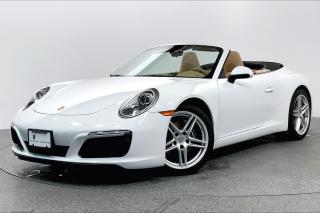 This spectacular 2017 Porsche 911 Carrera Cabriolet with PDK, comes in White with Luxor Beige Interior.  Equipped with Multifunction & Heated Steering Wheel and Front Heated Seats. This vehicle is BC Local and has been well maintained by its owner. This vehicle is a Porsche Approved Certified Pre Owned Vehicle: 2 extra years of unlimited mileage warranty plus an additional 2 years of Porsche Roadside Assistance. All CPO vehicles have passed our rigorous 111-point check and reconditioned with 100% genuine Porsche parts.  Porsche Center Langley has won the prestigious Porsche Premier Dealer Award for 7 years in a row. We are centrally located just a short distance from Highway 1 in beautiful Langley, British Columbia Canada.  We have many attractive Finance/Lease options available and can tailor a plan that suits your needs. Please contact us now to speak with one of our highly trained Sales Executives before it is gone.